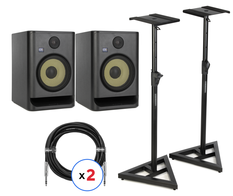 KRK ROKIT 8 G5 8-inch Powered Studio Monitor Pair with Stands and