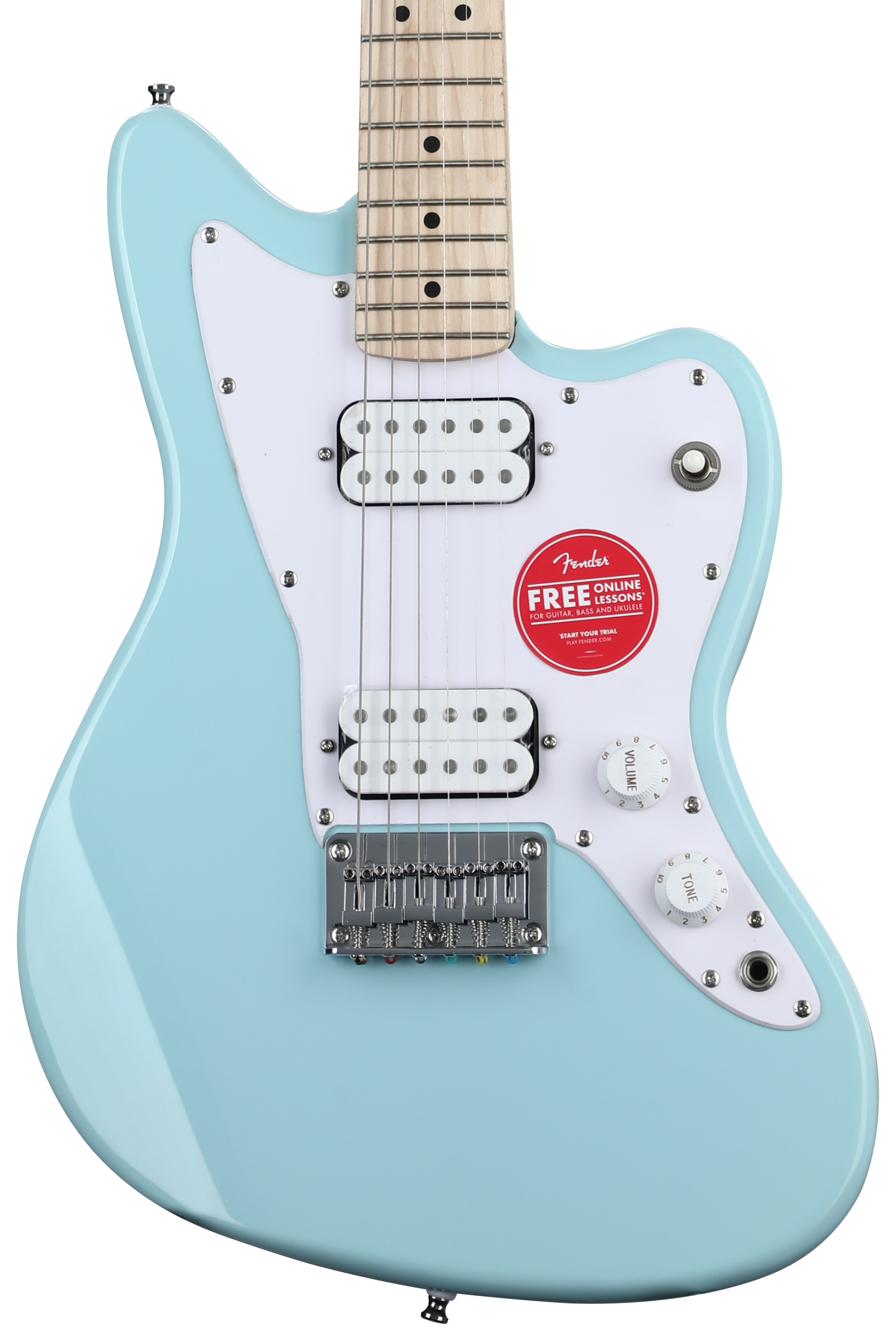 Bundled Item: Squier Mini Jazzmaster HH Electric Guitar - Daphne Blue with Maple Fingerboard