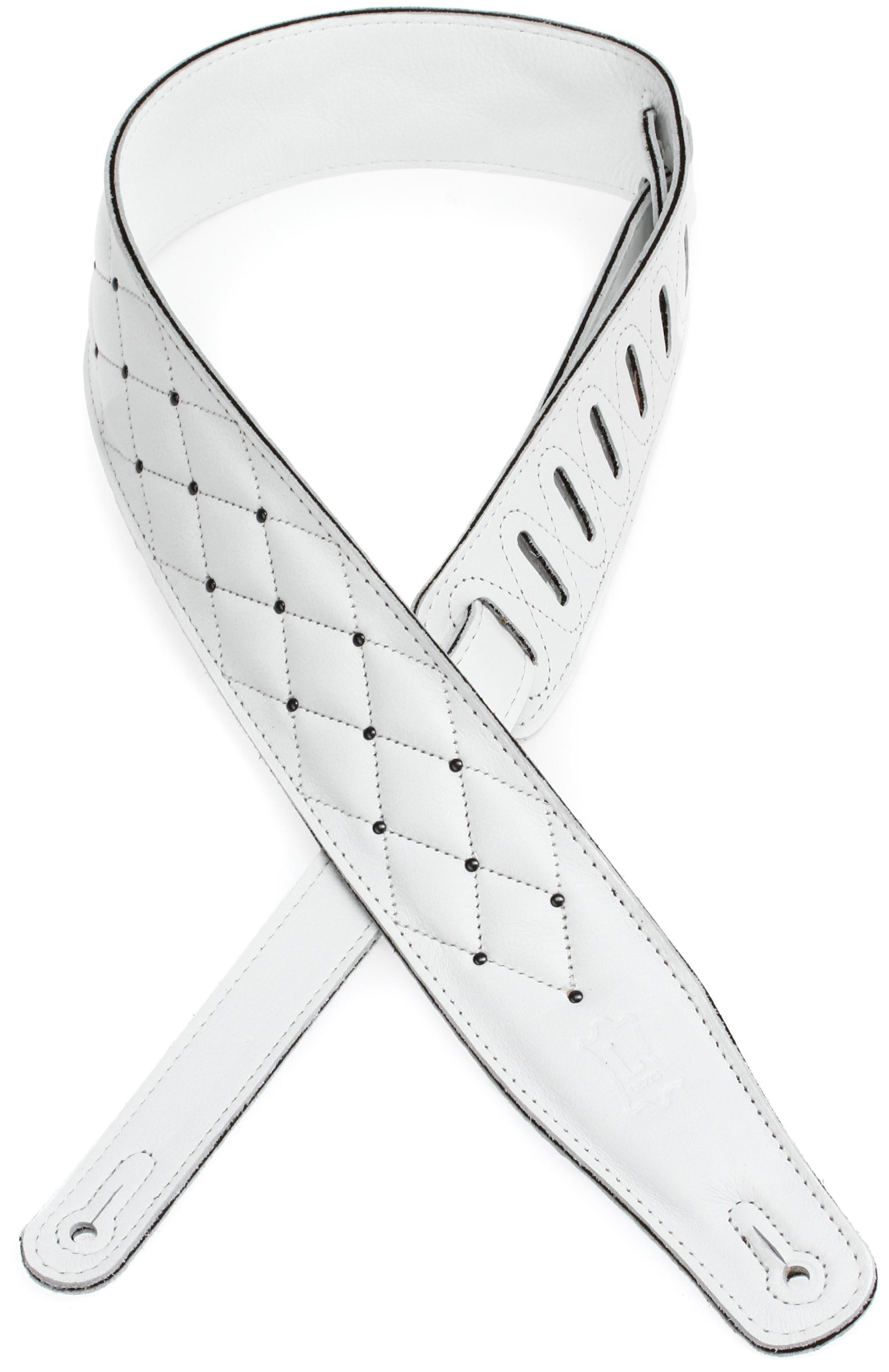 Levy's MG26DS Garment Leather Guitar Strap - White/Silver