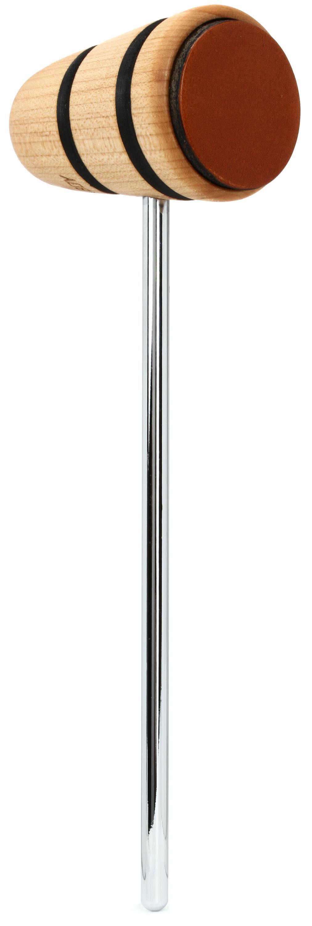 Low Boy Leather Daddy Bass Drum Beater Natural with Black Stripes Sweetwater