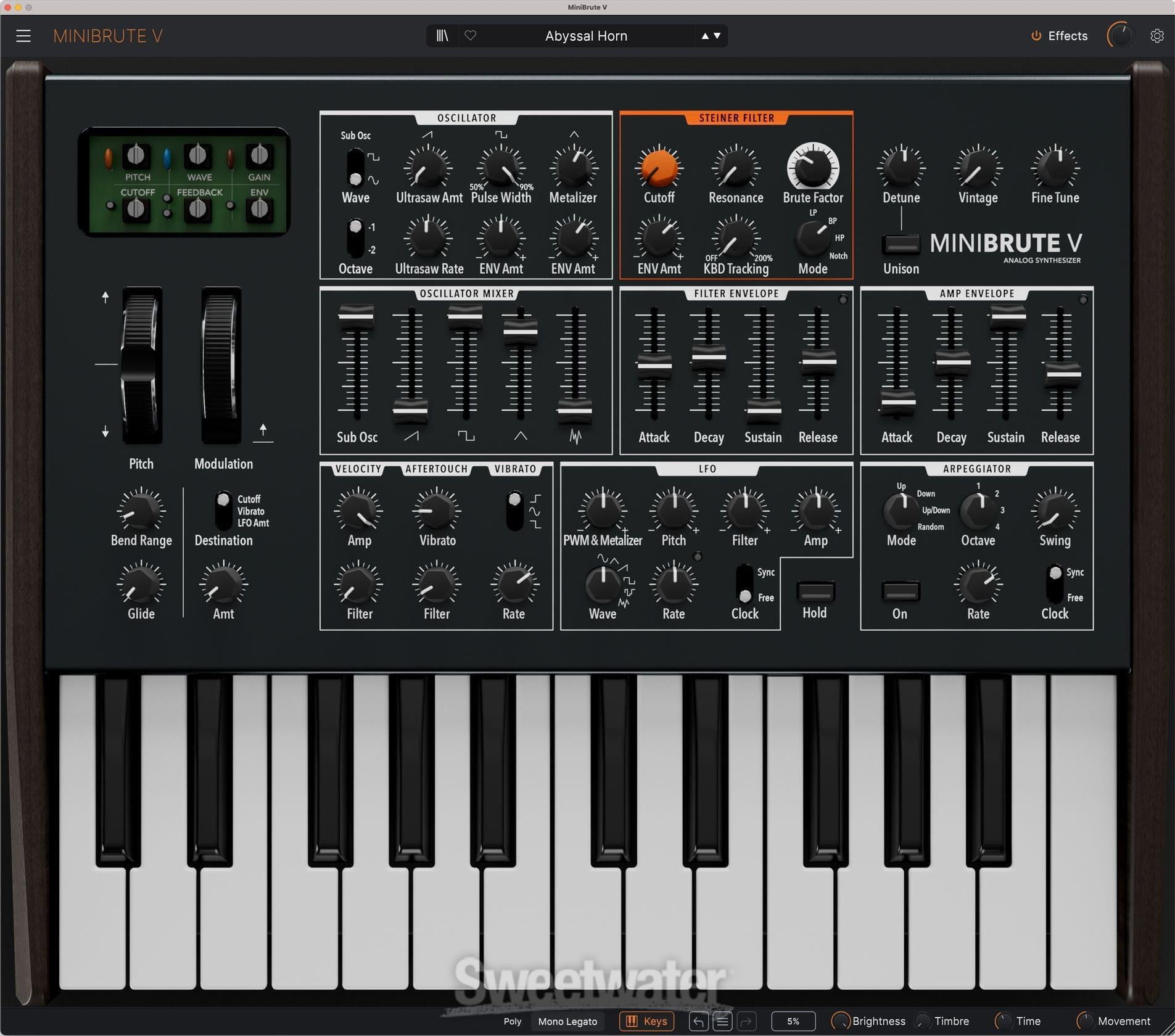Arturia MiniBrute V Semi-modular Synthesizer Plug-in | Sweetwater