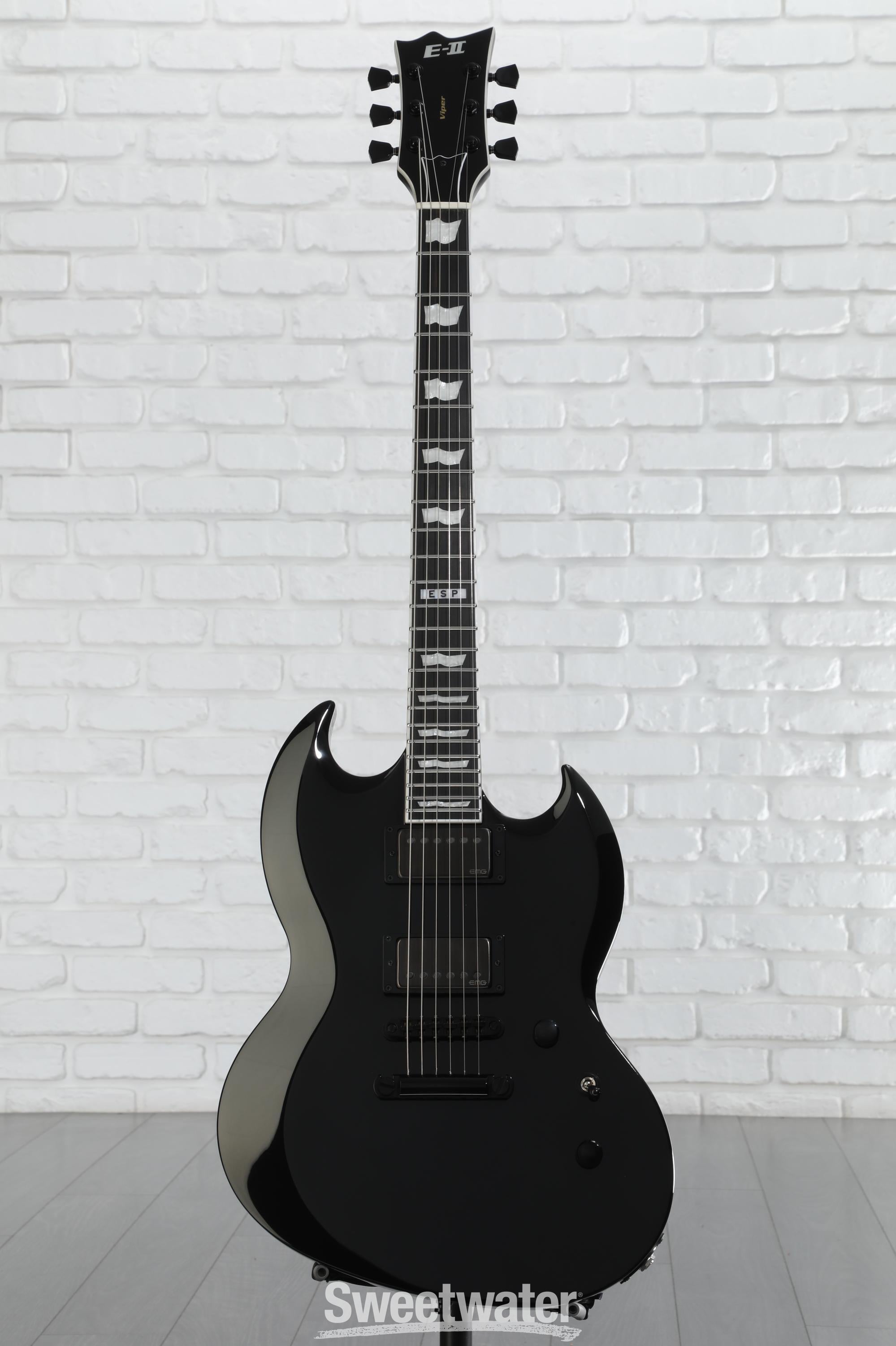 ギター ESP EII VIPER BLACK Platinum ESP E-II Viper Electric Guitar See-Thru Black