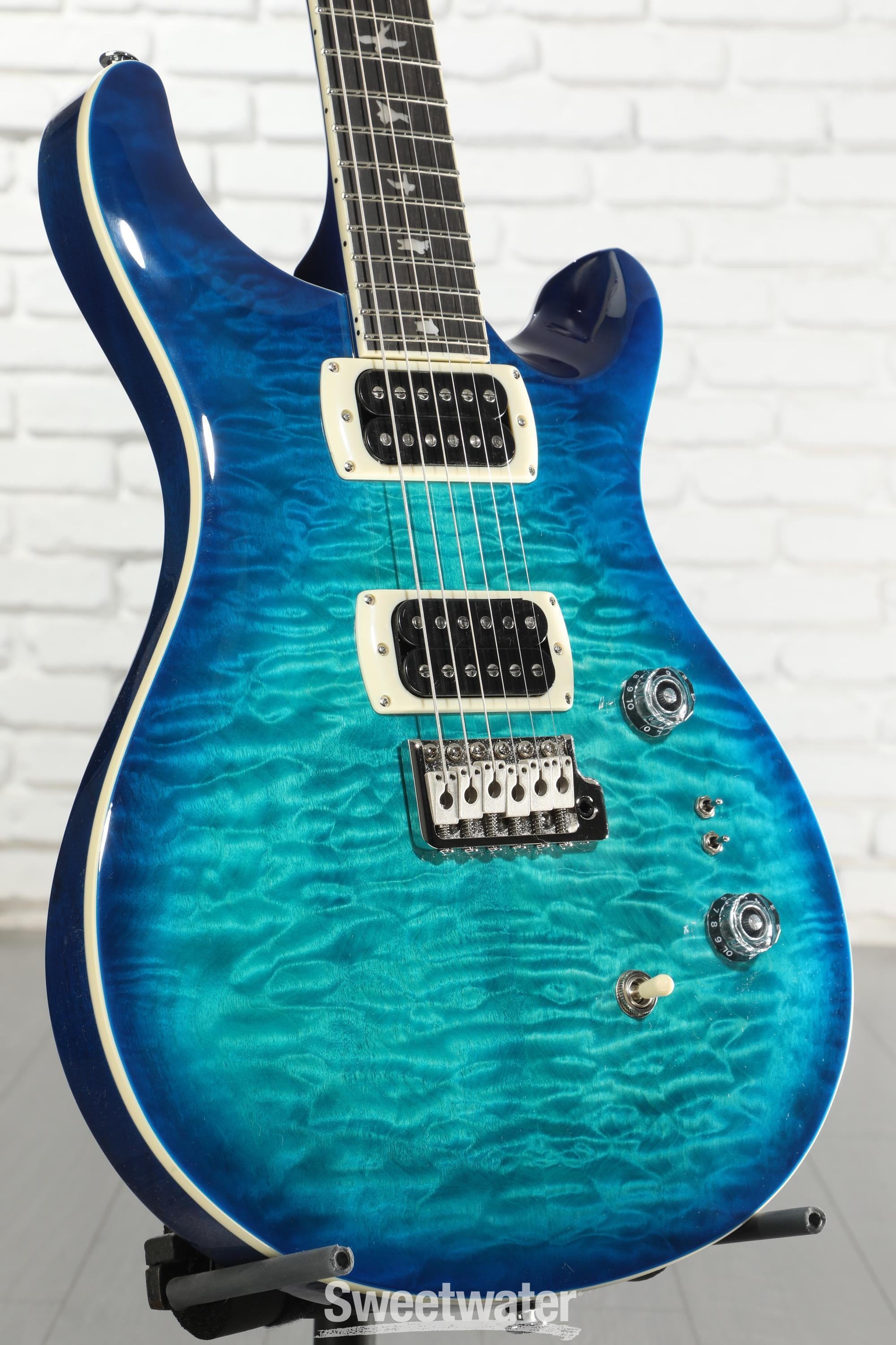 PRS SE Custom 24-08 Quilt Electric Guitar - Lake Blue | Sweetwater