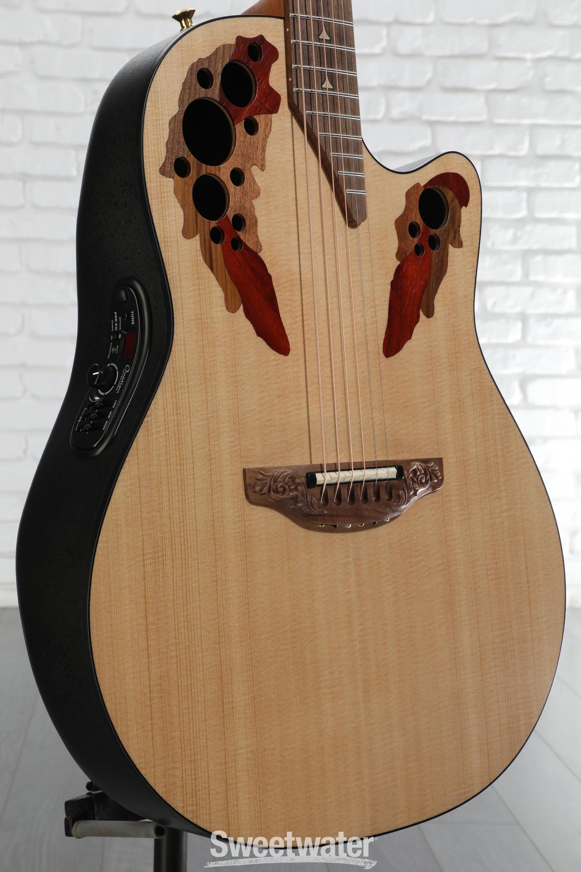 Ovation USA Elite Deep Cutaway E-Acoustic Guitar - Natural