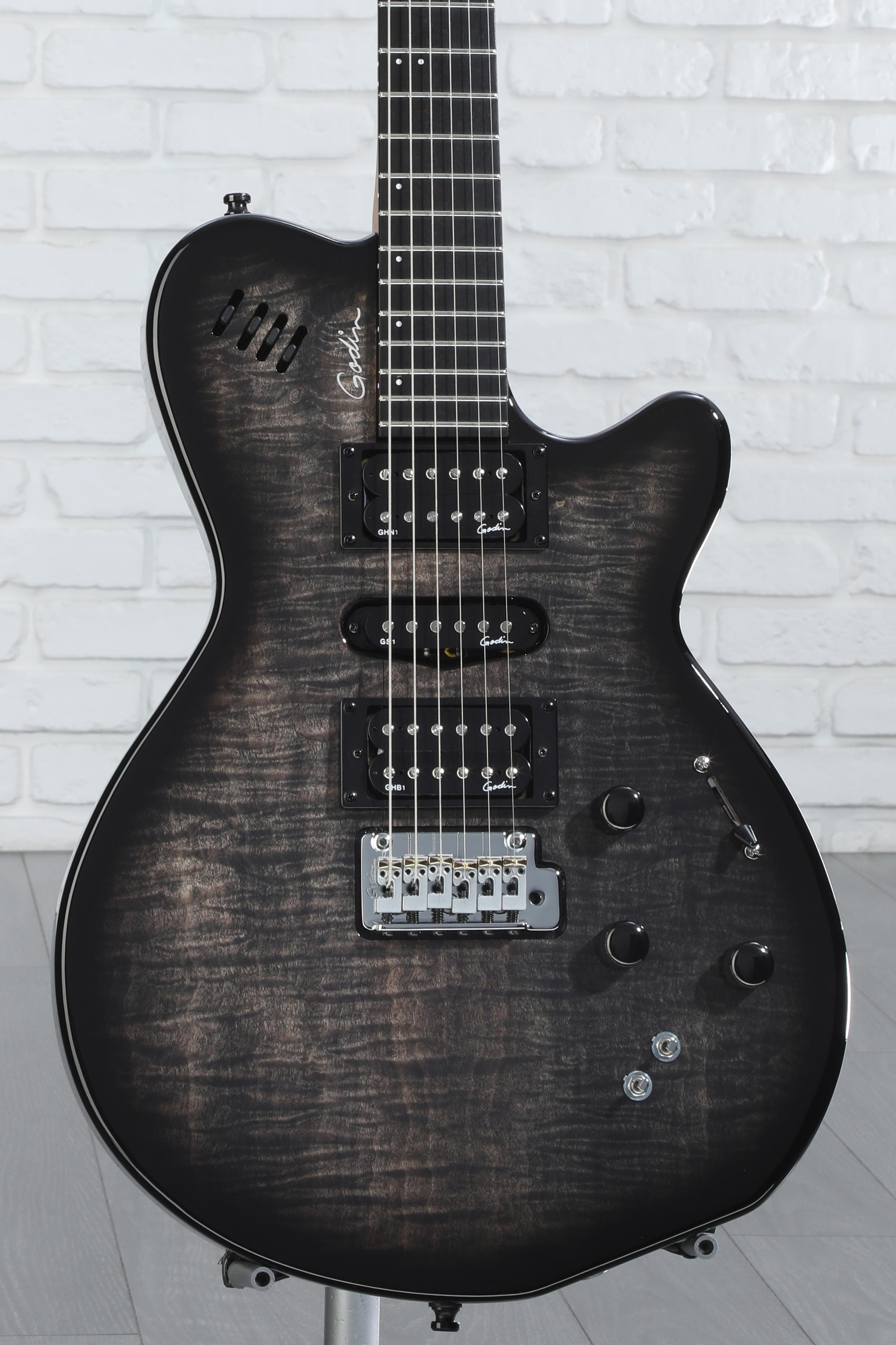 Godin xtSA Multi-Voice Electric Guitar - Trans Black | Sweetwater