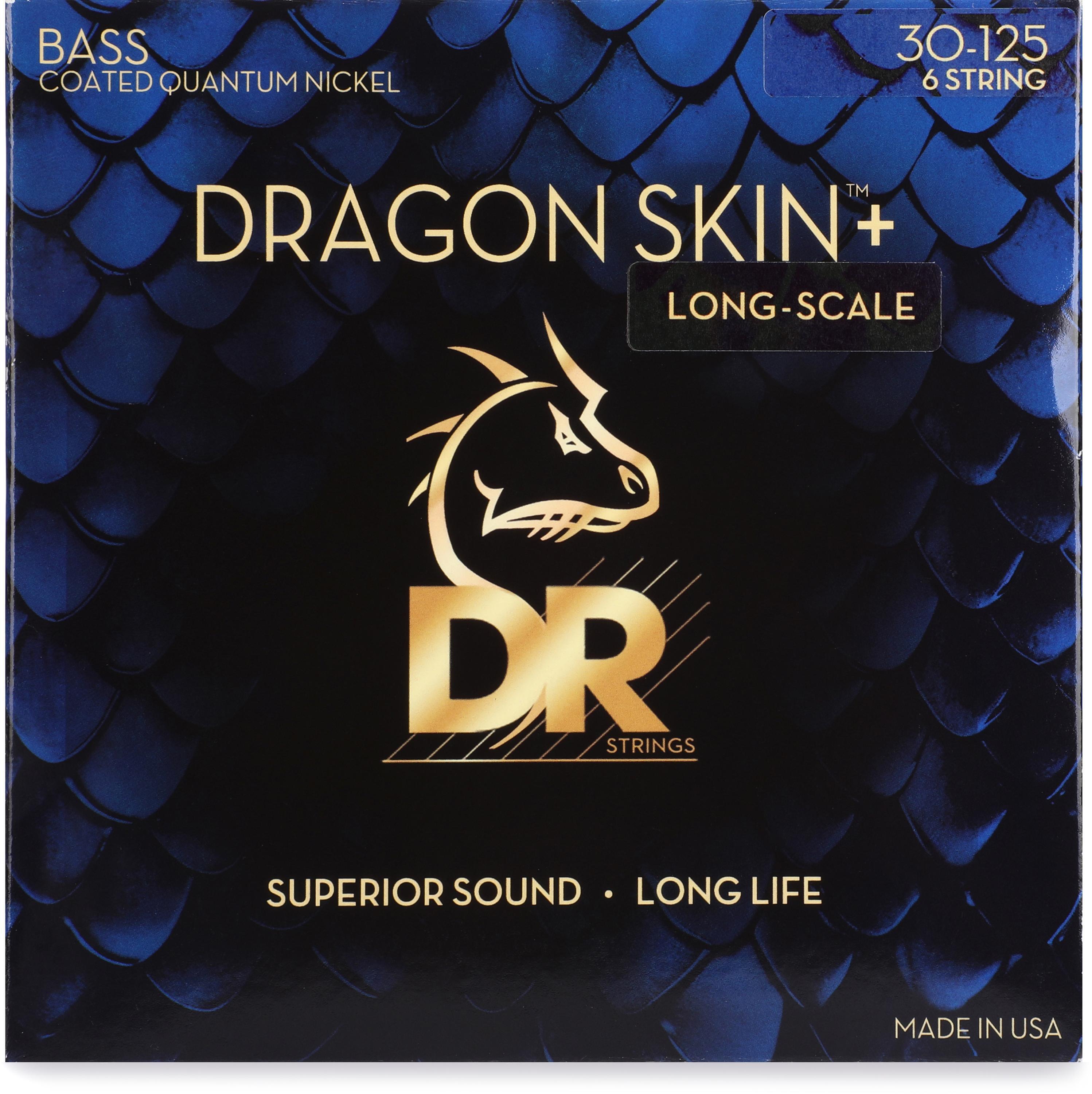 Photo of DR Strings Dragon Skin+ Coated 6-string Bass Guitar Strings - .030-.125 Medium