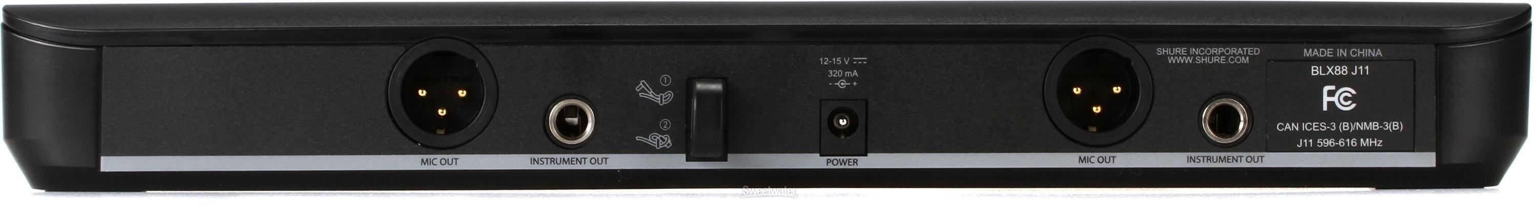 Shure BLX88 Dual Channel Wireless Receiver - J11 Band | Sweetwater
