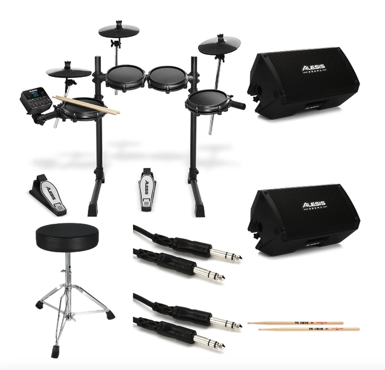 Alesis Turbo Mesh Electronic Drum Set Essentials & Monitor Bundle