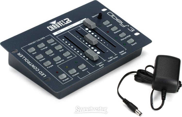 Chauvet DJ Obey 3 Universal Dmx 512 Controller With 3 Channels + DMX Cable  - Rockville Audio