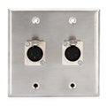 Photo of Pro Co WP2034 Double Gang Stainless Steel Wall Plate with 2 XLR Female Latching Connectors