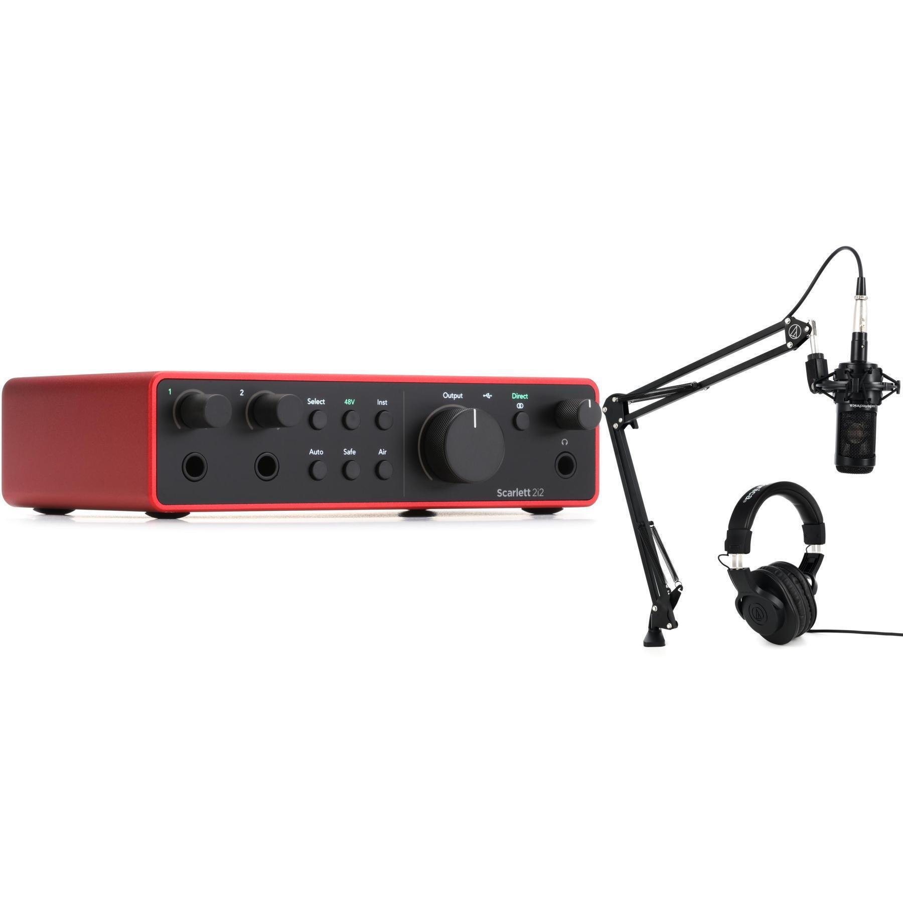 Focusrite Scarlett 2i2 4th Gen USB Audio Interface and AT2035 Podcasting Bundle