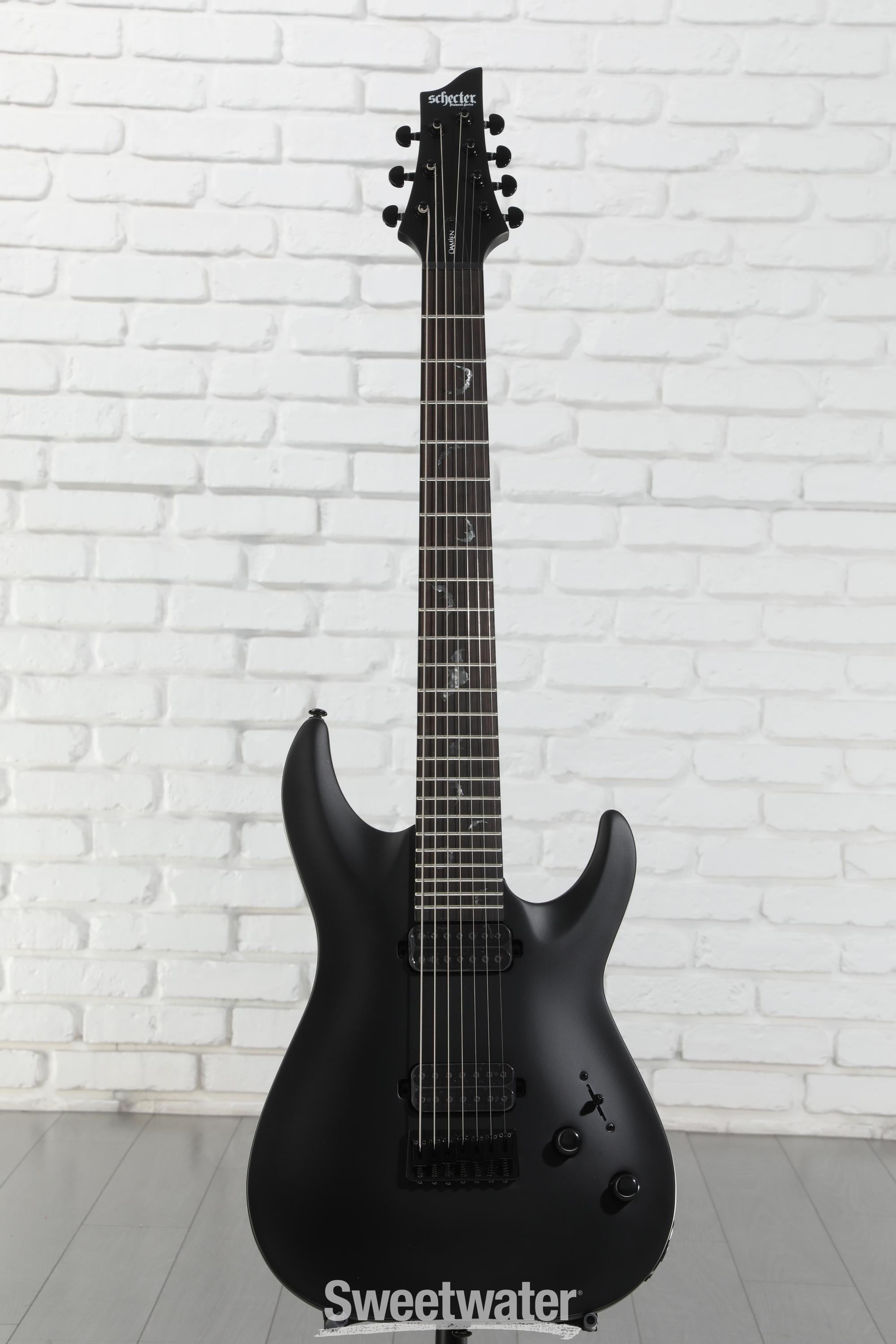 Schecter Damien-7 SBK Electric Guitar - Satin Black | Sweetwater