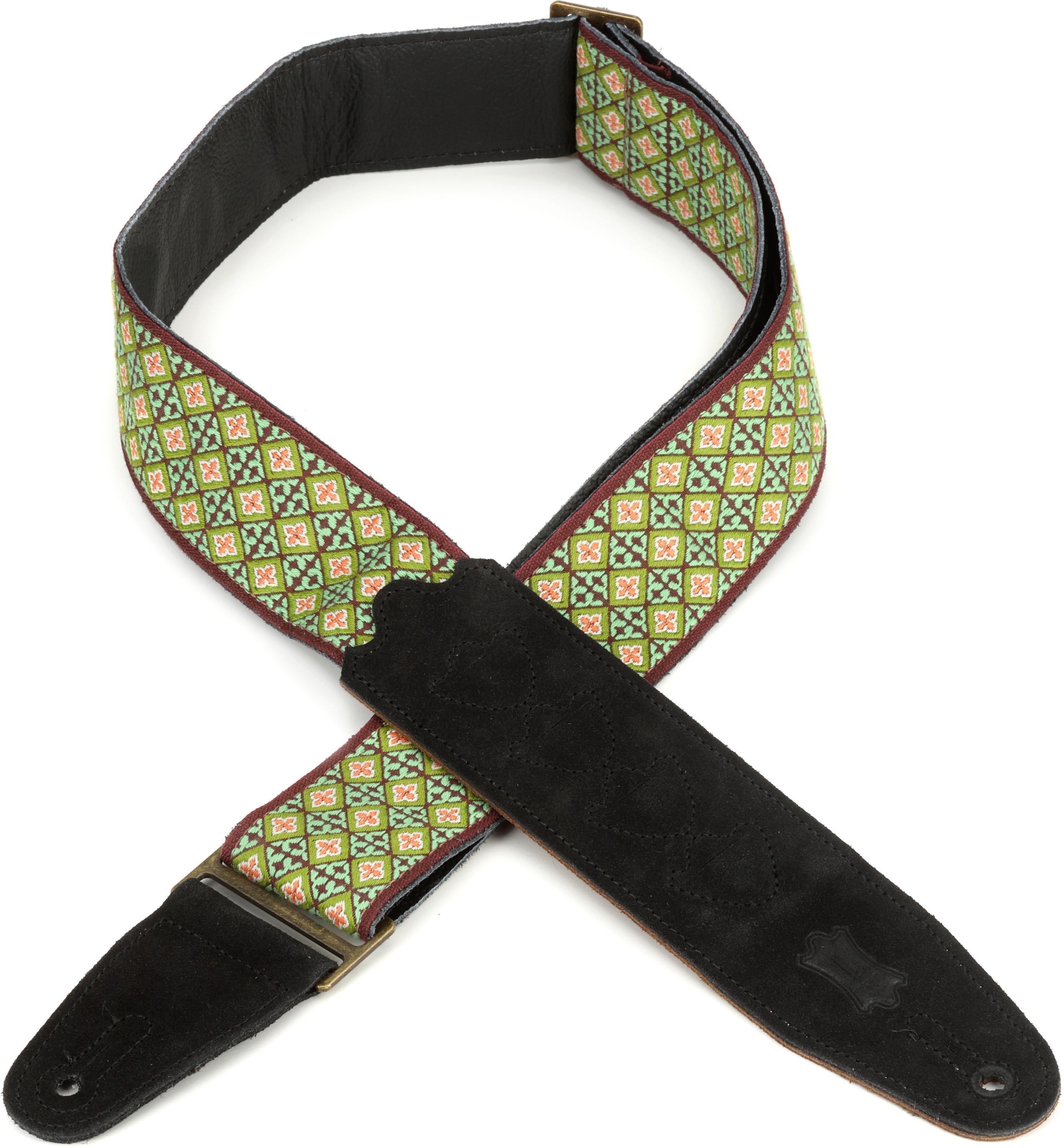 Levy's '60s Hootenanny Guitar Strap - Green Mosaic Weave