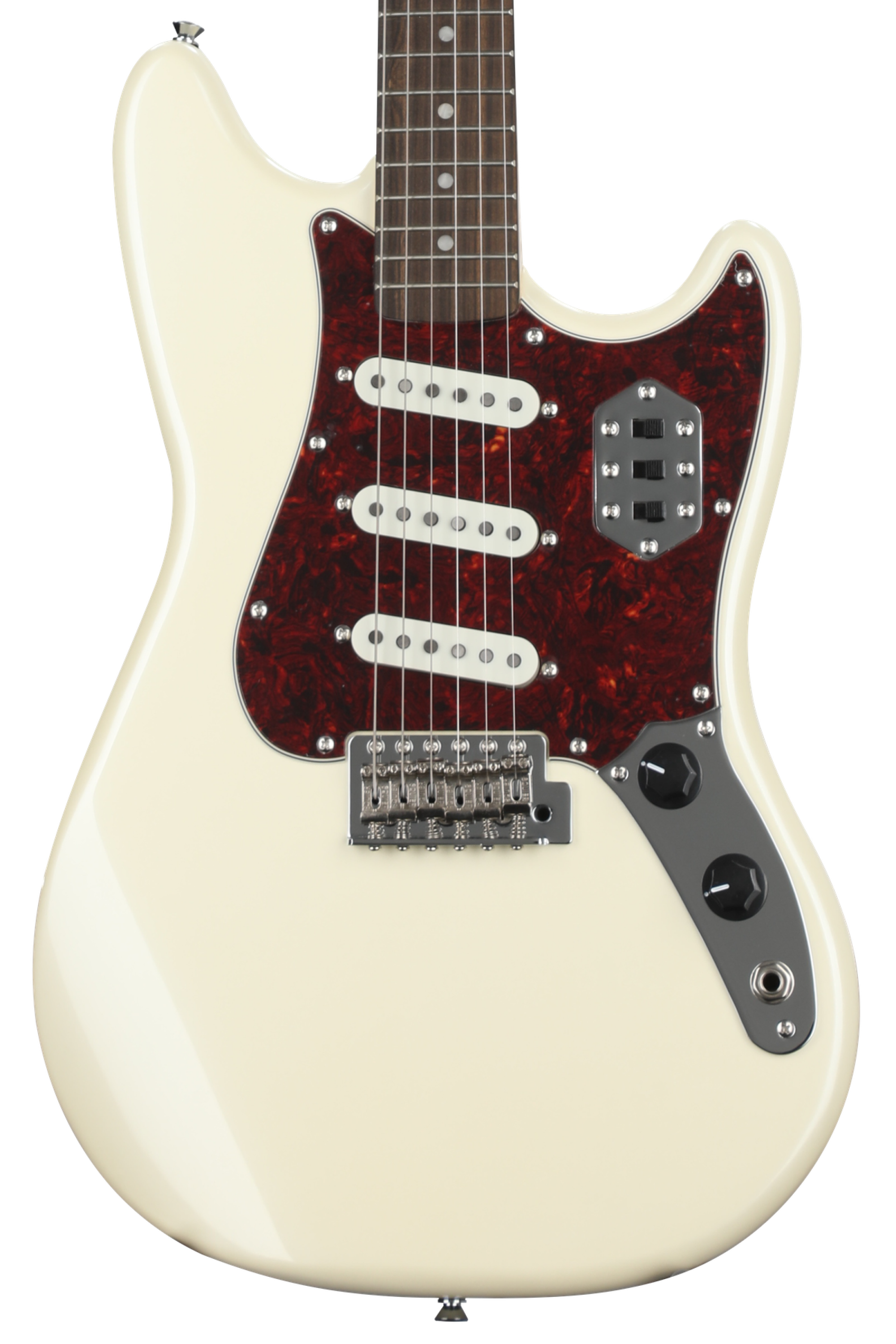 Squier Paranormal Cyclone Electric Guitar - Pearl White with Tortoiseshell  Pickguard | Sweetwater