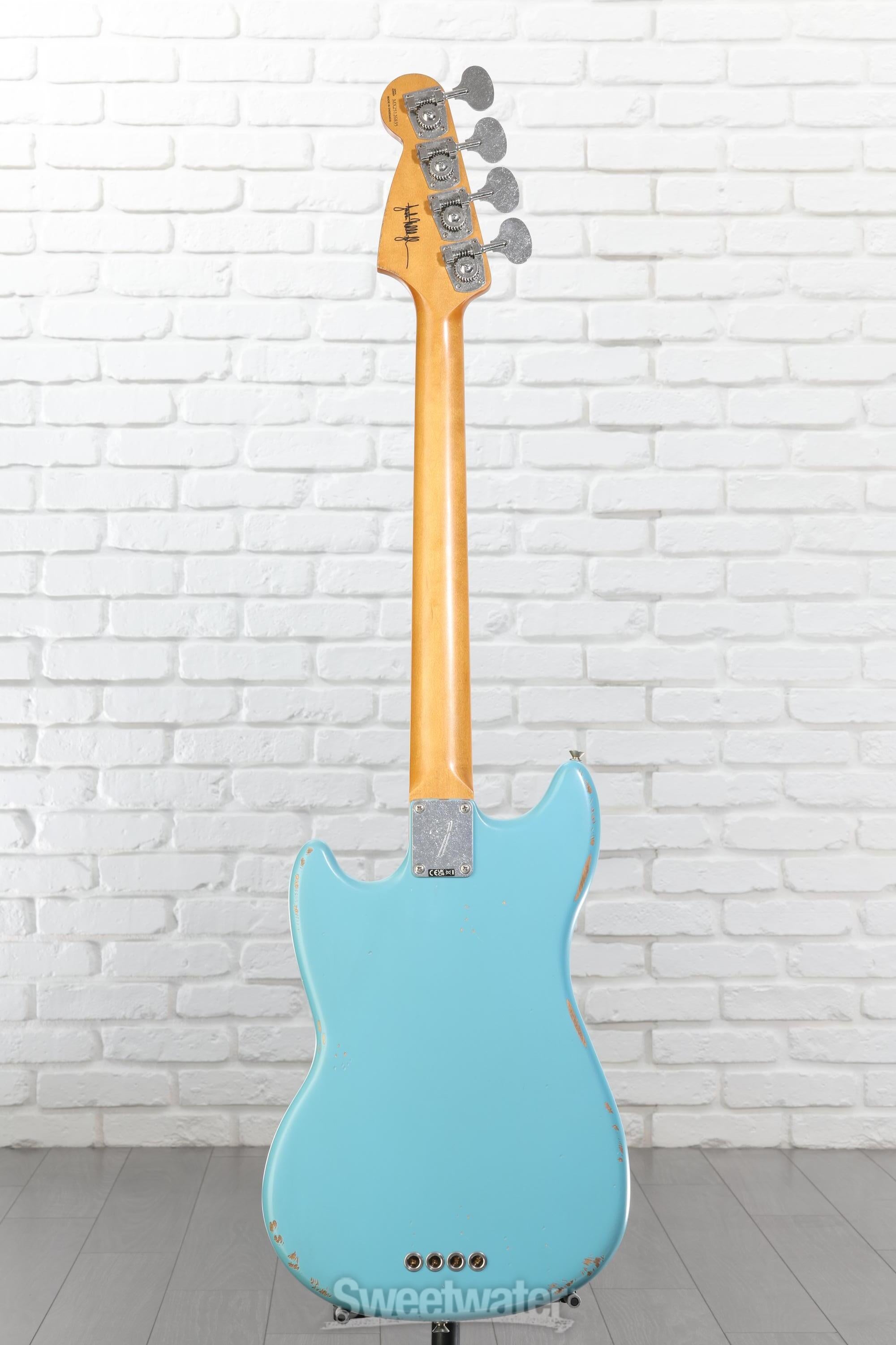 Fender JMJ Road Worn Mustang Bass Guitar - Faded Daphne Blue