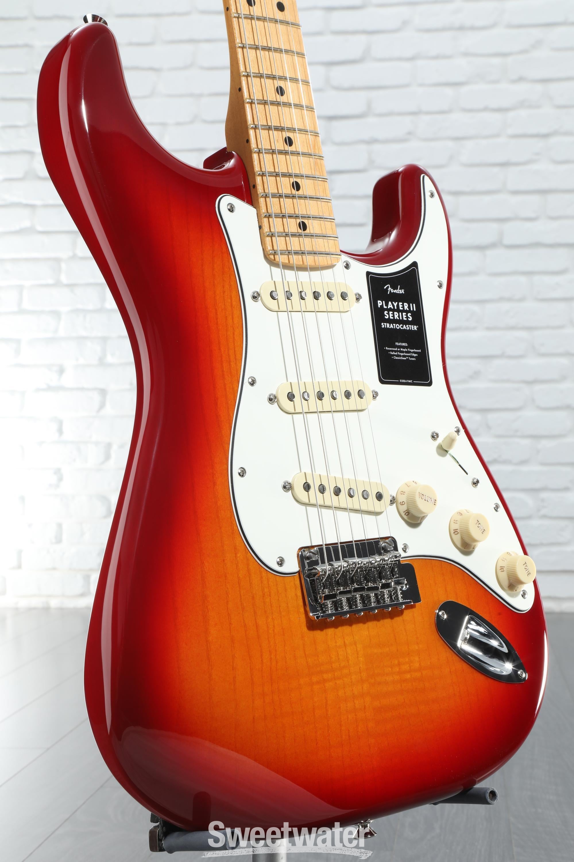 Fender Player II Stratocaster Electric Guitar Aged Cherry Burst with Maple Fingerboard Sweetwater