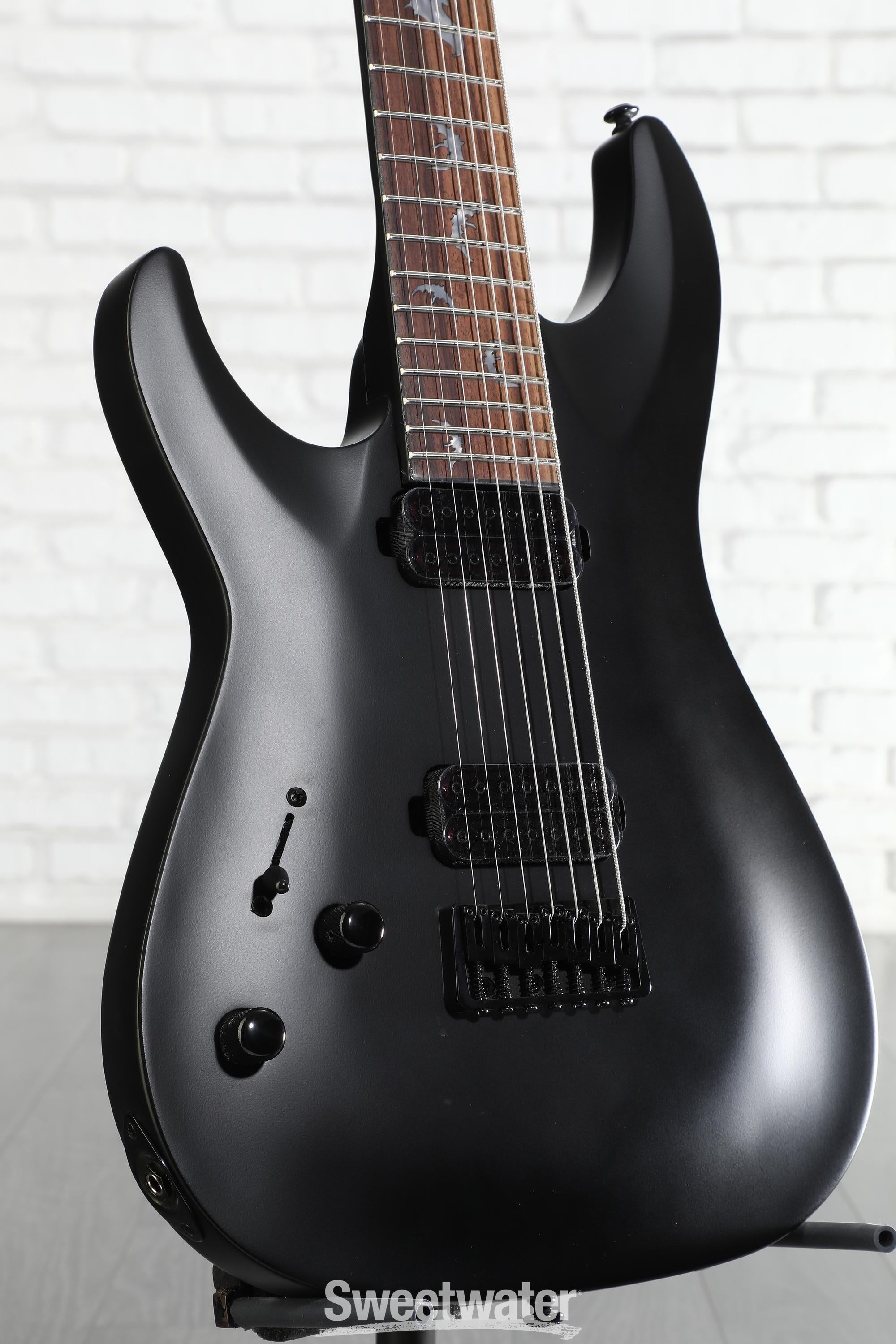 Schecter Damien-7 SBK Left-handed Electric Guitar - Satin Black