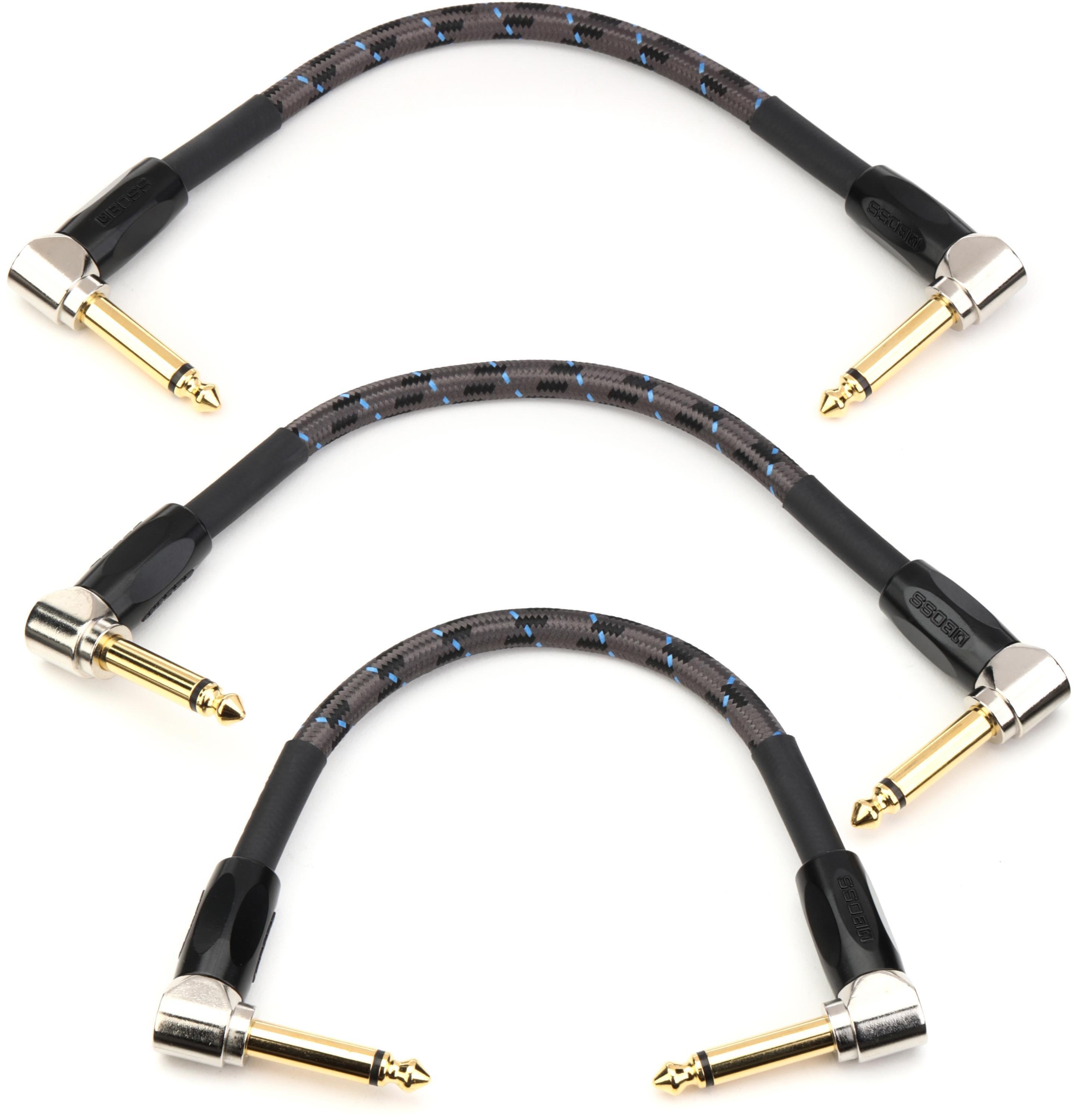 Photo of Boss BIC-PC-3 RIght Angle to Right Angle Instrument Cable - 6 inch (3-pack)
