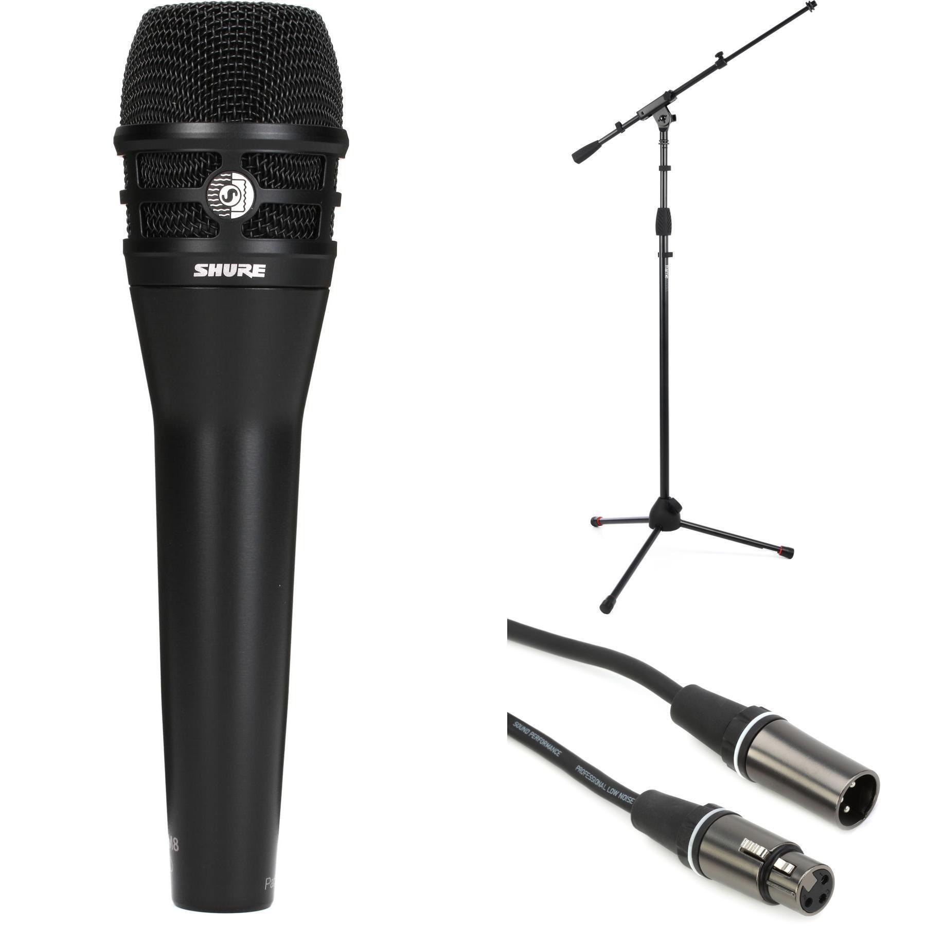 Shure KSM8B Handheld Microphone Bundle with Stand and Cable - Black