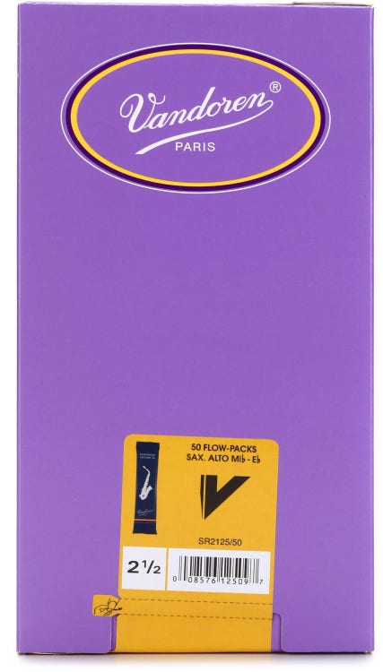Vandoren Traditonal Alto Saxophone Reeds - 2.5 (50-pack)