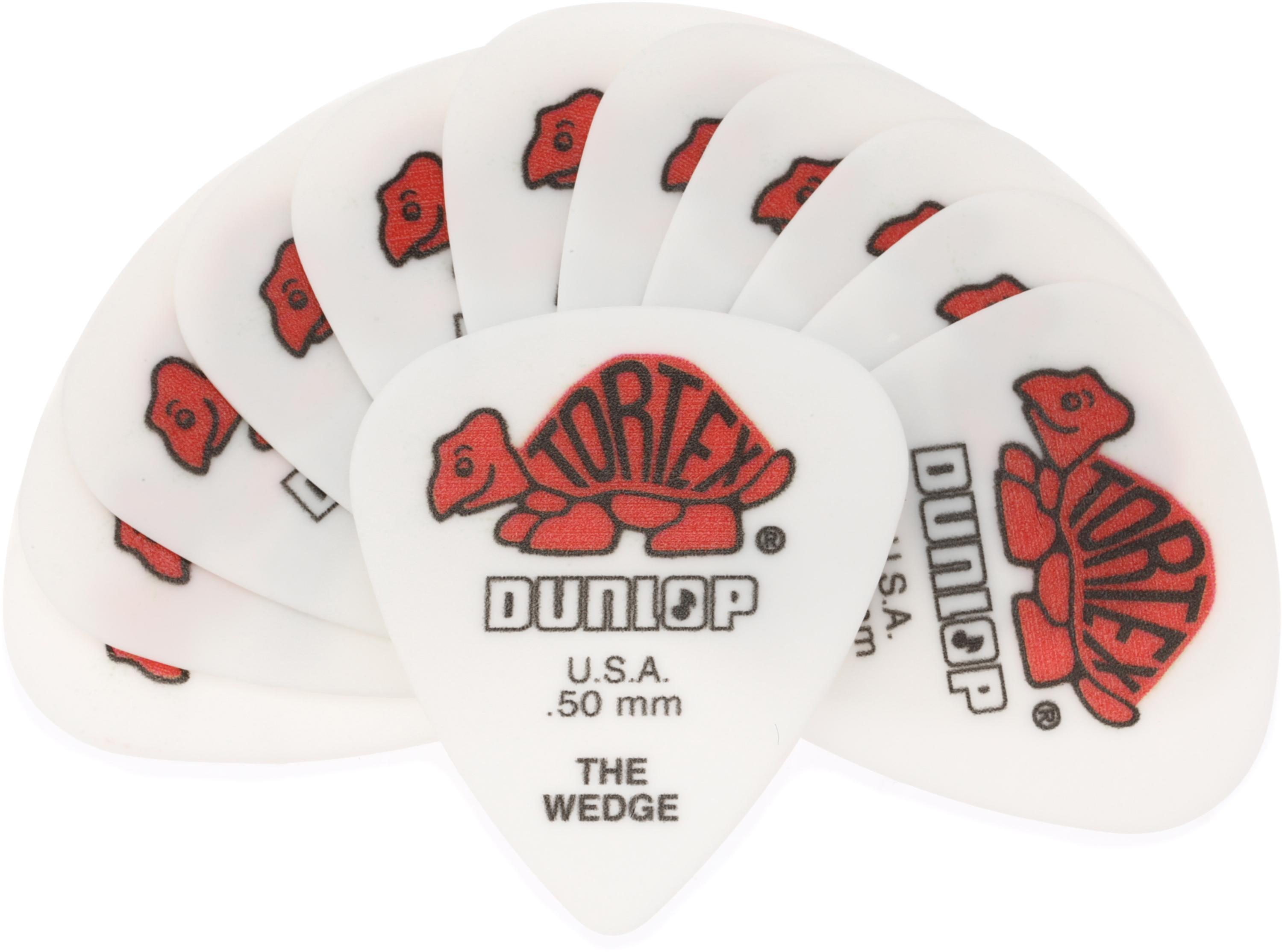 Photo of Dunlop Tortex Wedge Guitar Picks - .50mm, Red, 12-pack
