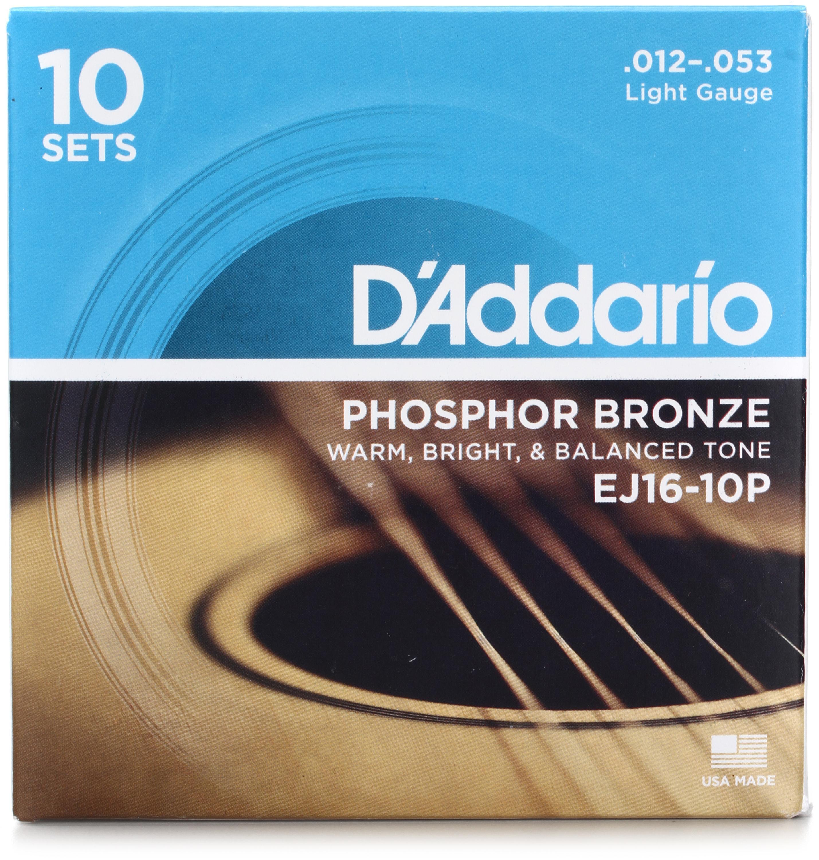 Guitar　Acoustic　.012-.053　Phosphor　(10-pack)　Bronze　Sweetwater　Strings　Light　D'Addario　EJ16