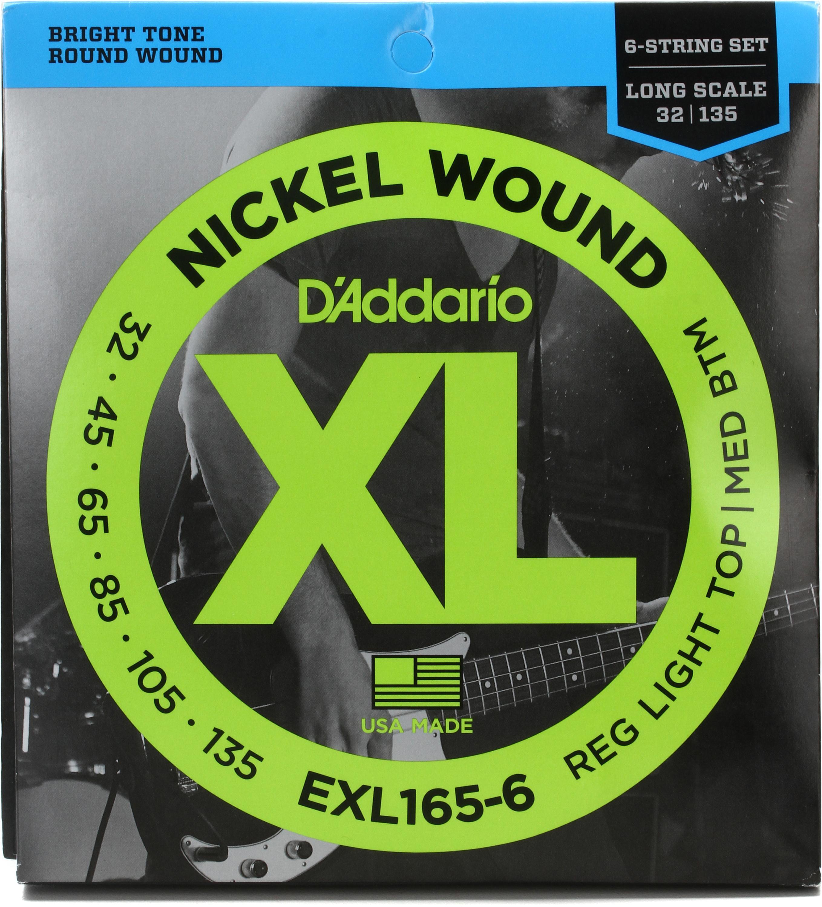 D Addario EXL165 6 Nickel Wound Bass Guitar Strings .032 .135