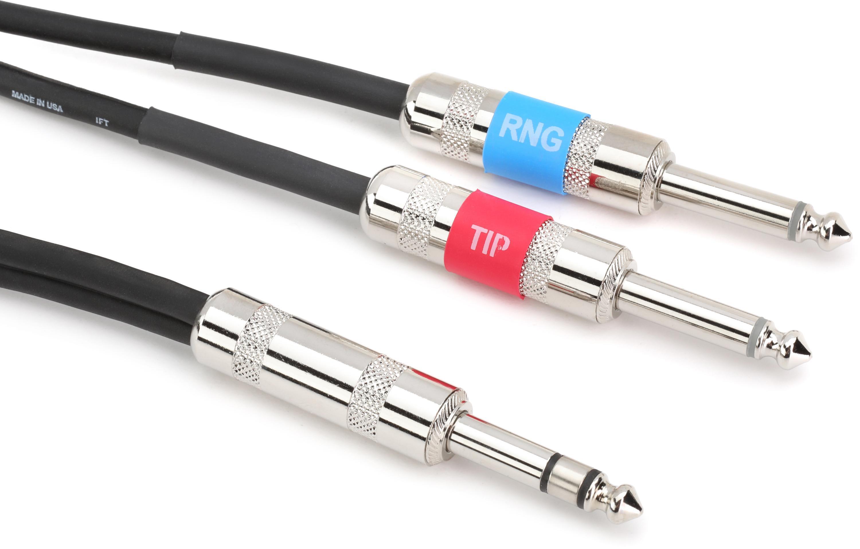 Photo of Pro Co IPBQ2Q-5 1/4-inch TRS Male to Dual 1/4-inch TS Male Insert Cable - 5 foot