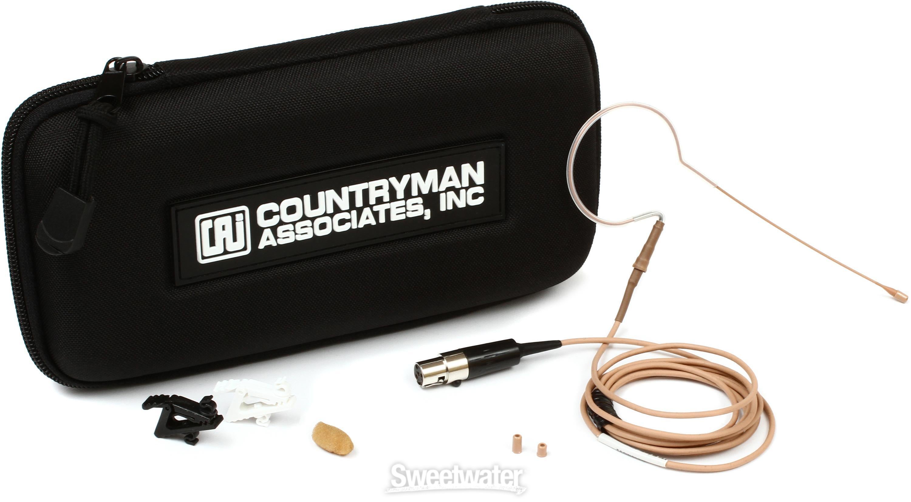 Countryman E6 Omnidirectional Earset Microphone - Standard Gain with 2mm  Cable and TA4F Connector for Shure Wireless - Tan