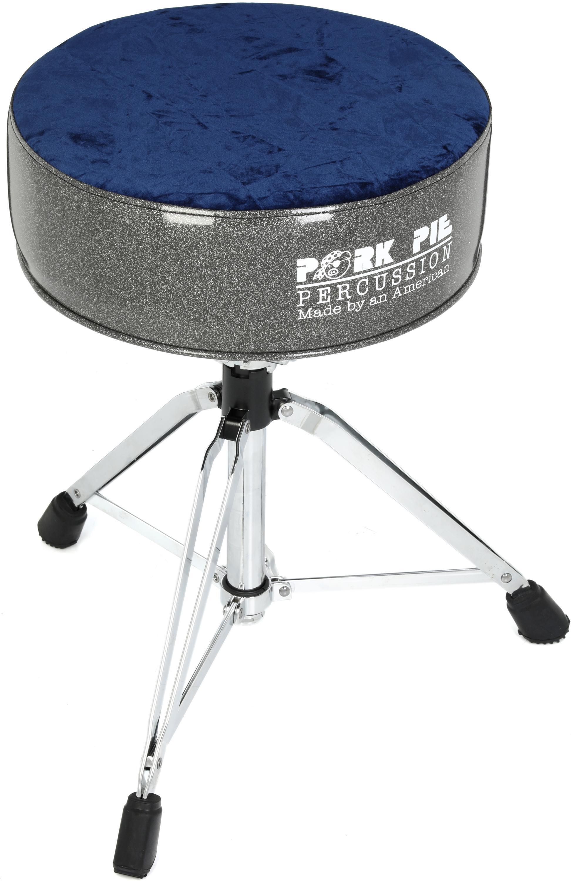 Photo of Pork Pie Percussion Round Drum Throne - Charcoal Sparkle with Navy Crush