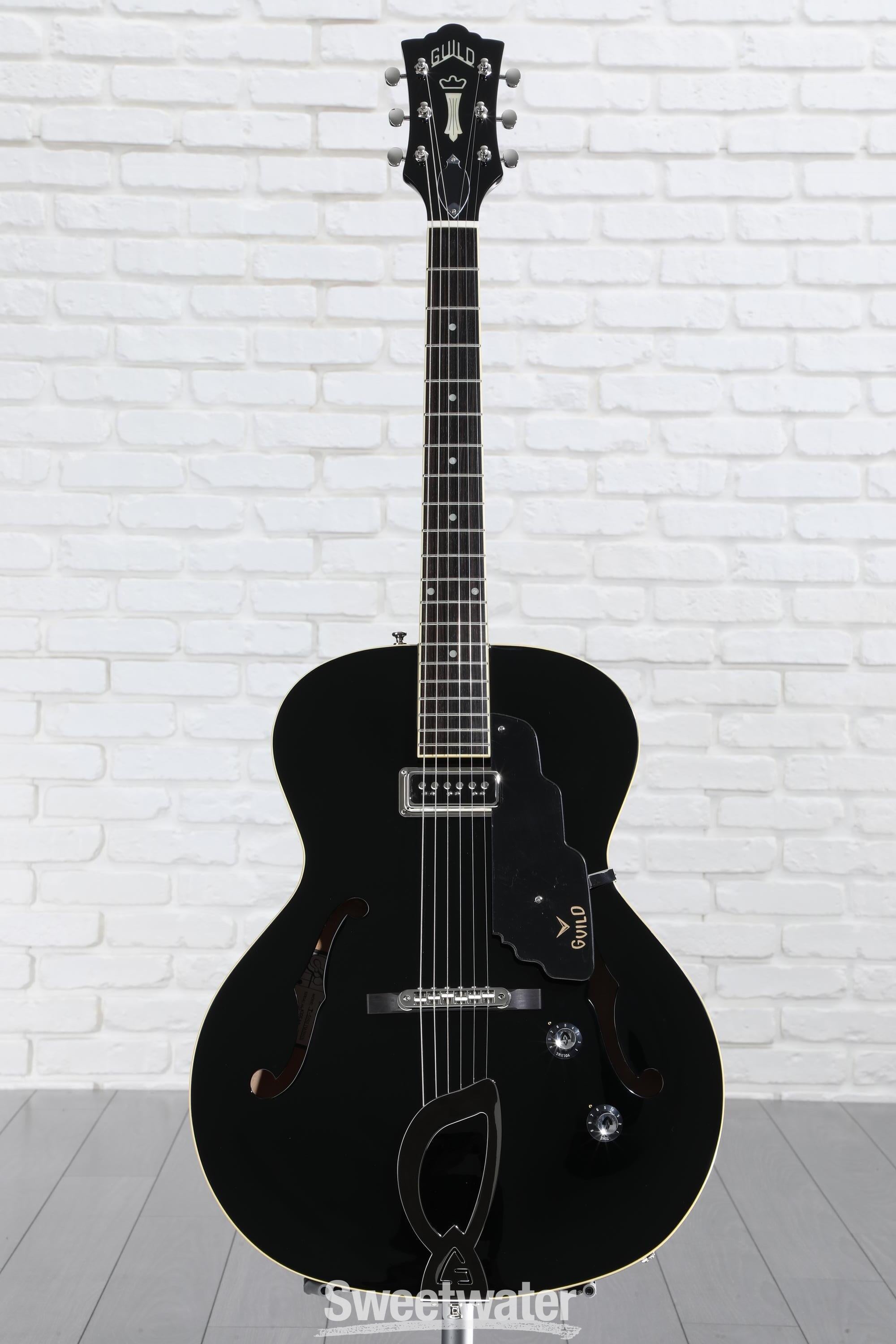 Guild T-50 Slim Dynasonic Hollowbody Guitar - Black | Sweetwater