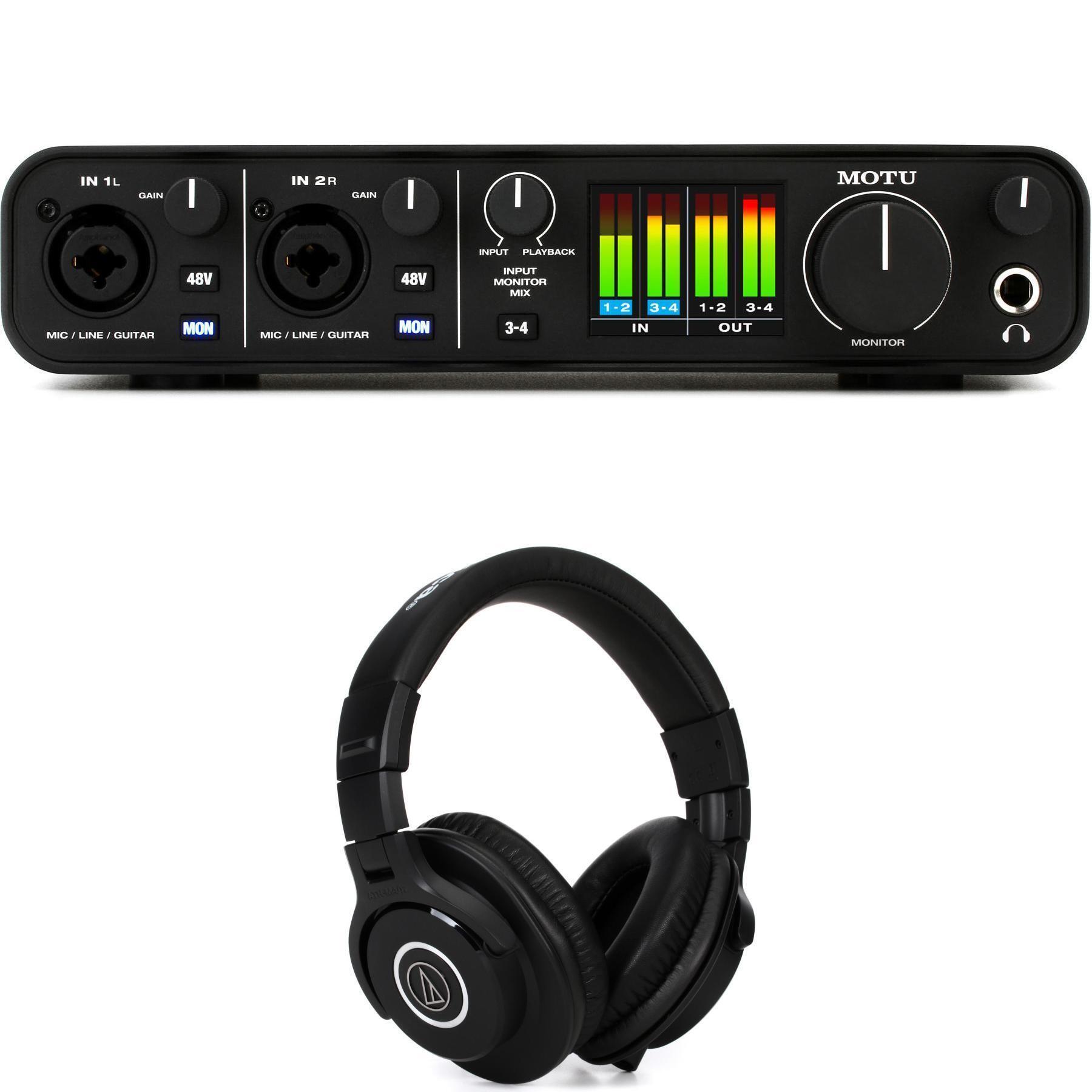 MOTU M4 4x4 USB-C Audio Interface and Headphones