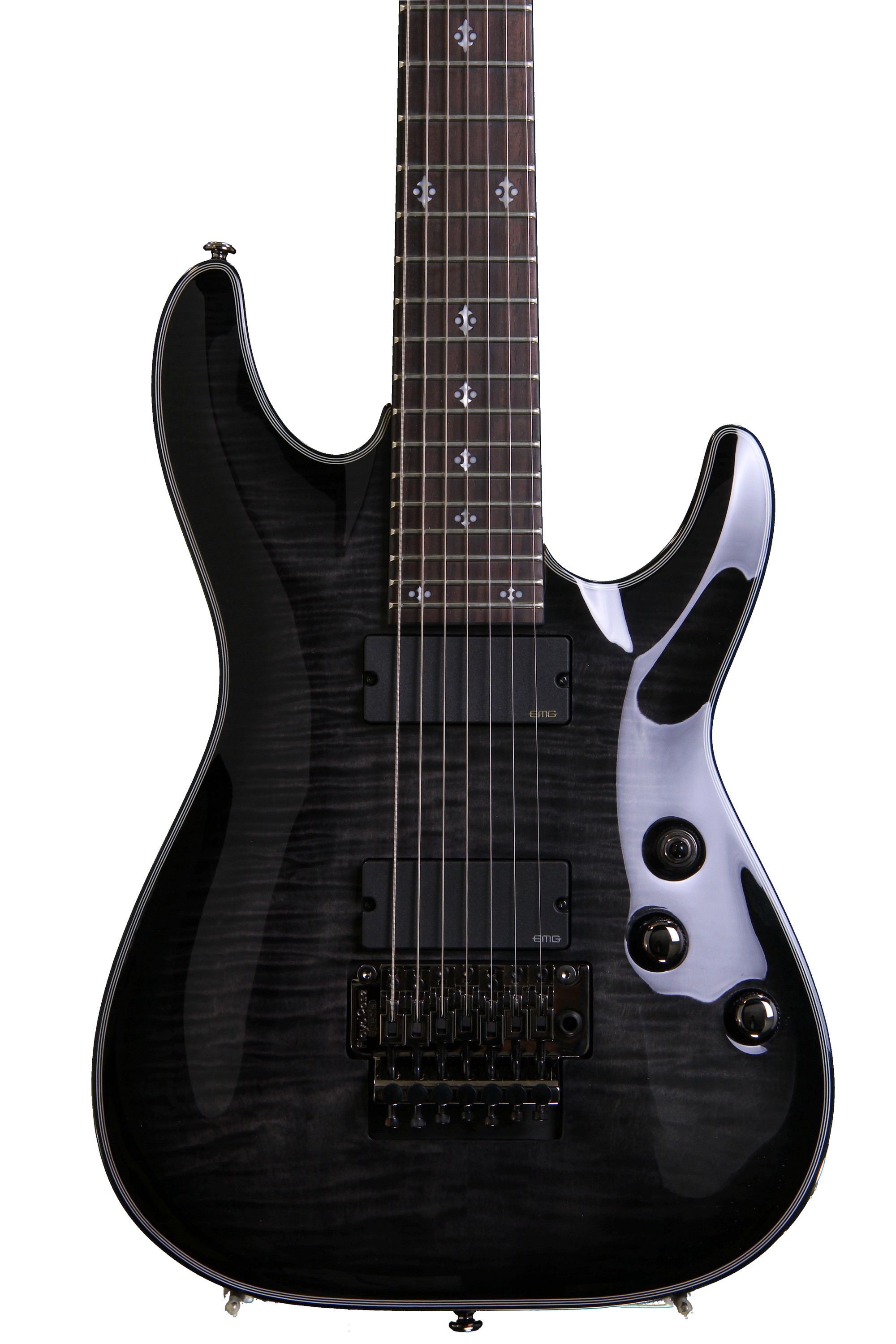 Schecter Damien Elite-7 w/Floyd Rose, Trans Black Burst | Sweetwater