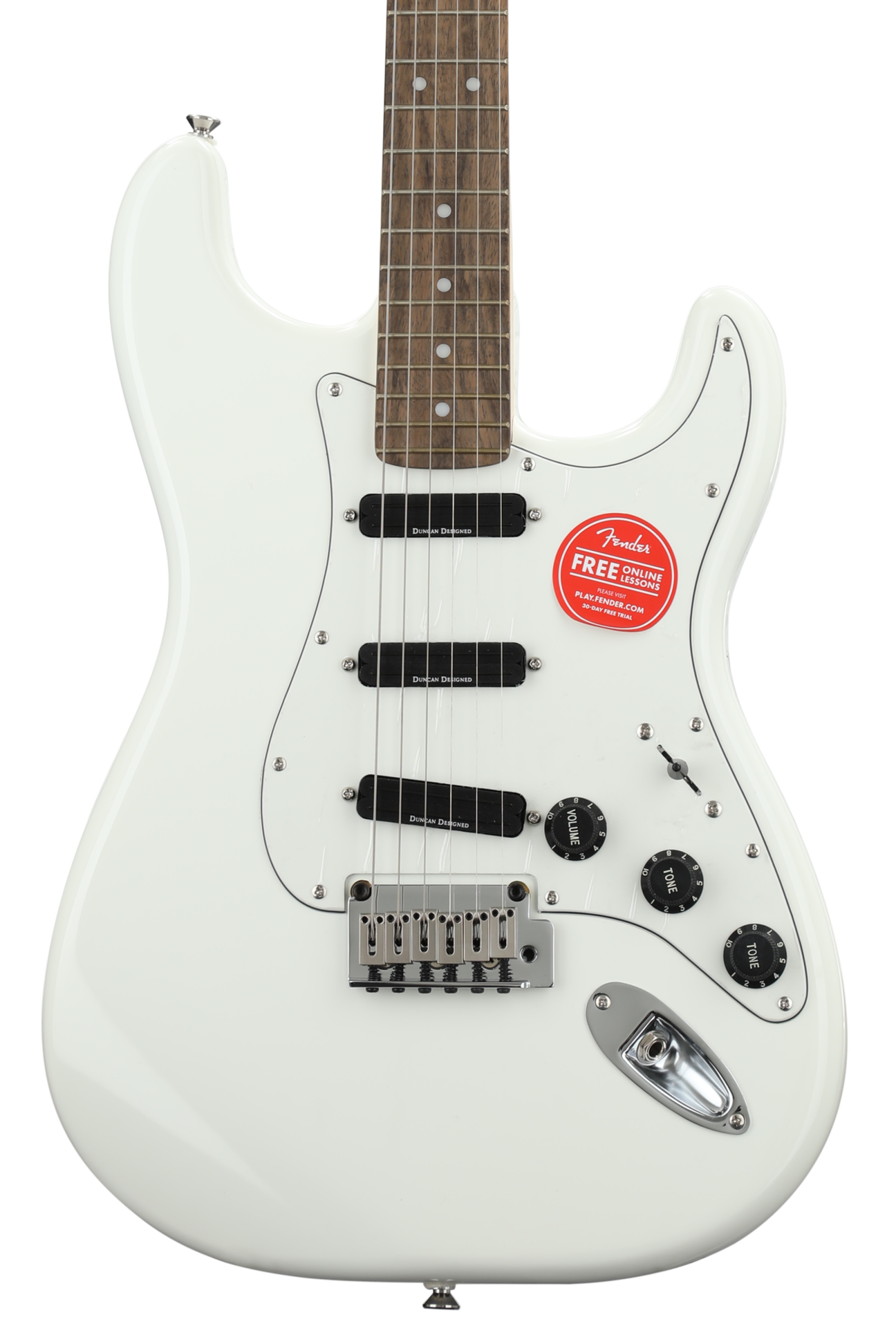 Squier Deluxe Hot Rails Stratocaster - Olympic White w/ Laurel Fingerboard
