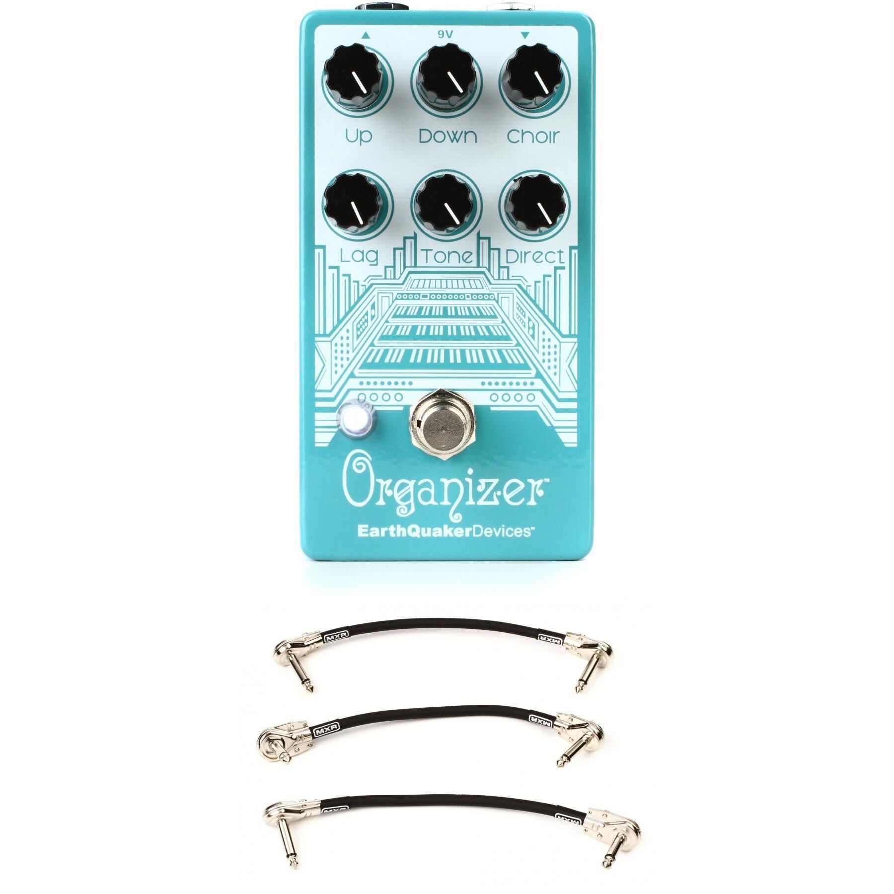 EarthQuaker Devices Organizer V2 Polyphonic Organ Emulator Pedal with 3  Patch Cables