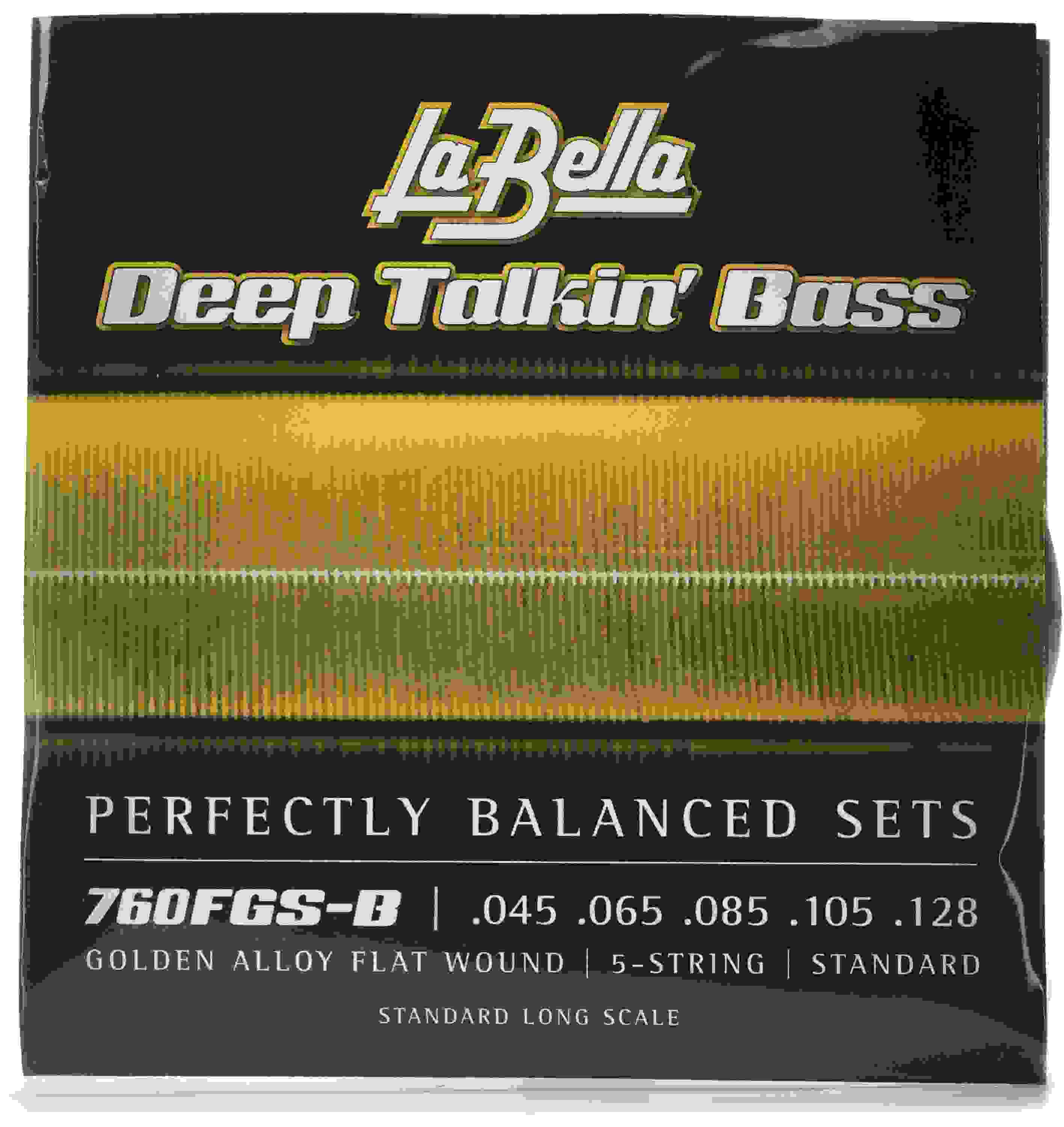 La Bella 760FGS-B Deep Talkin' Bass Gold Flats Electric Bass Guitar Strings - .045-.128 5-string