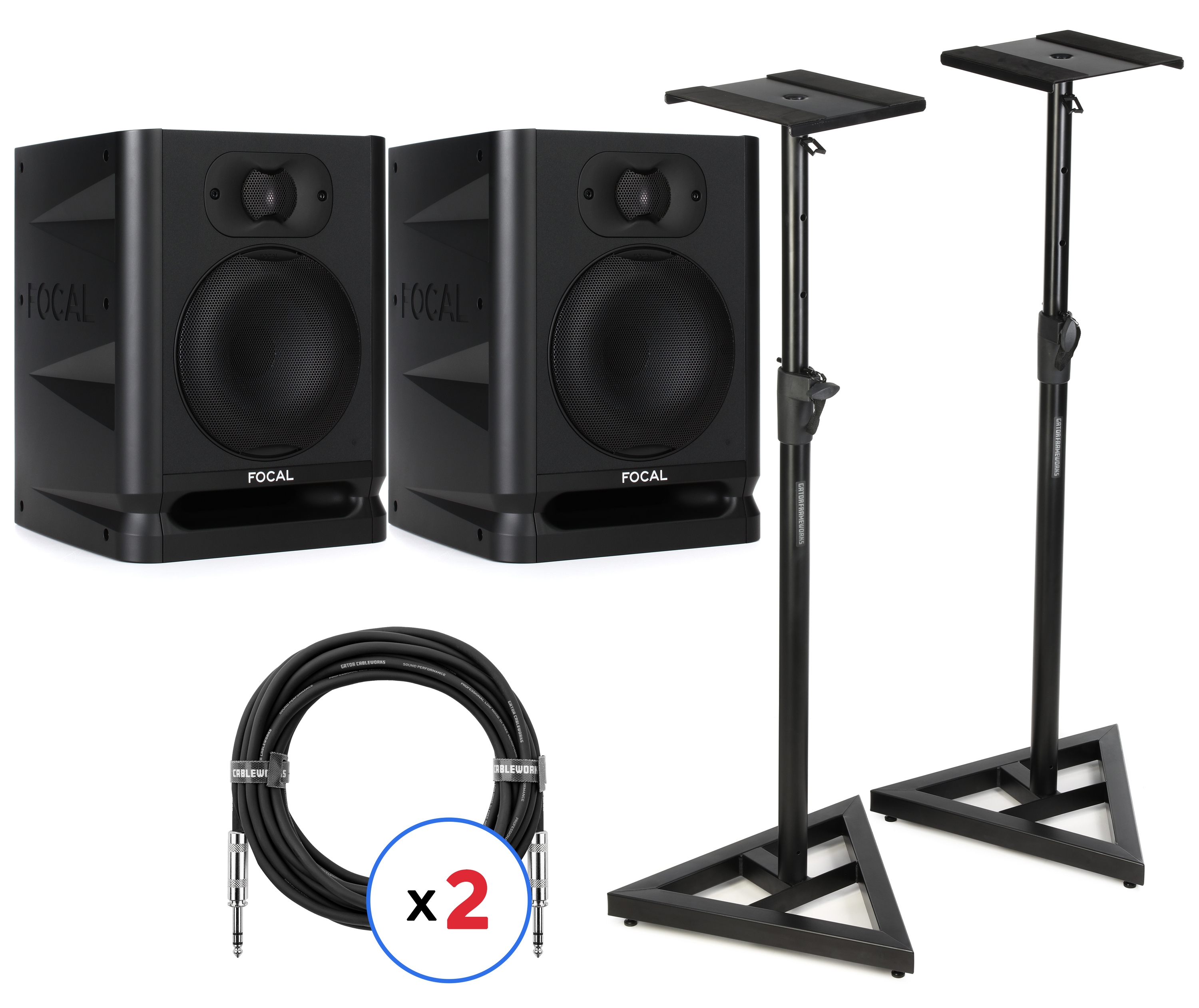 Focal Alpha 50 Evo 5 inch Powered Studio Monitor Pair with Stands