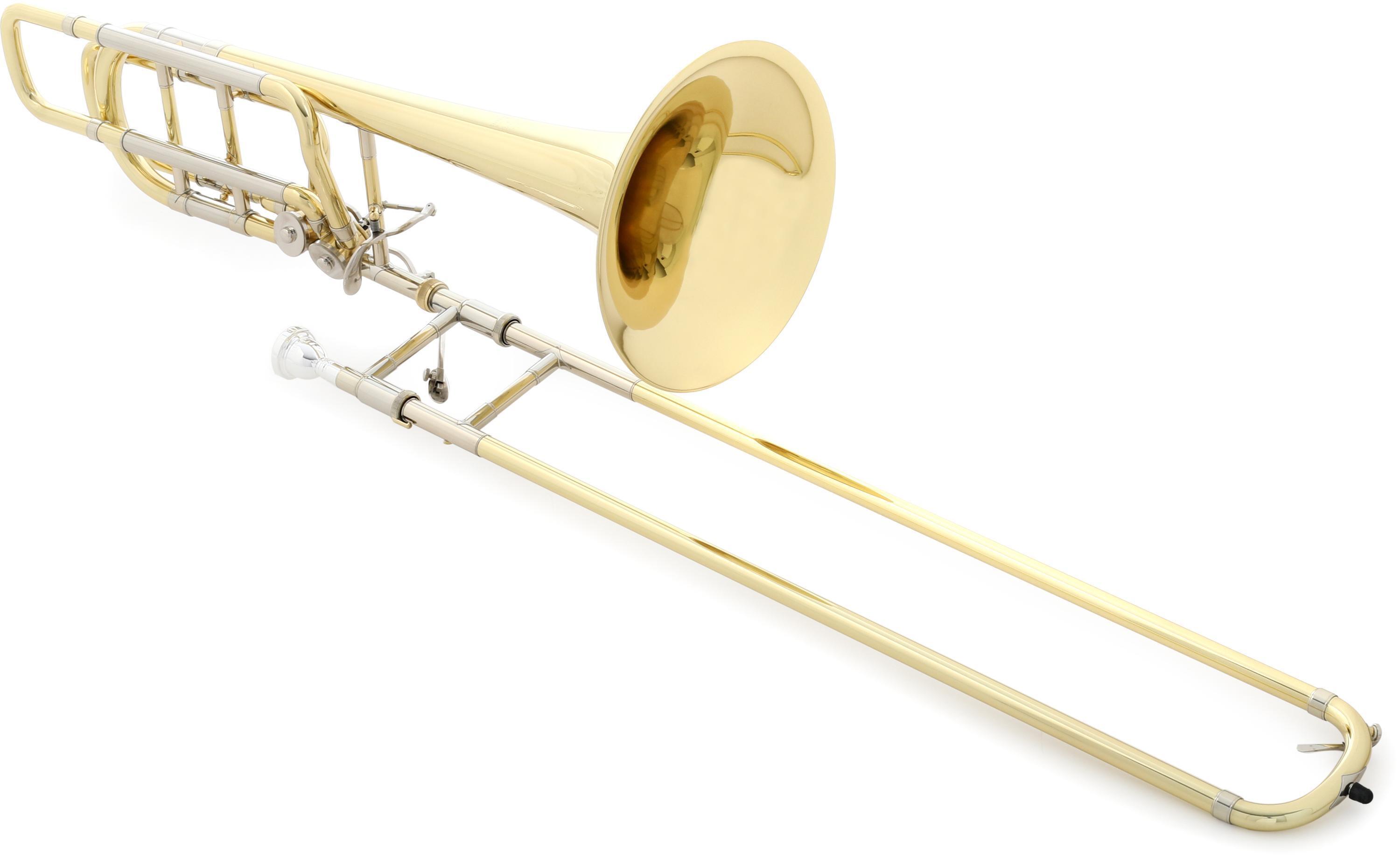 Bach 50B3O Stradivarius Professional Bass Trombone - Clear Lacquer with  Yellow Brass Bell