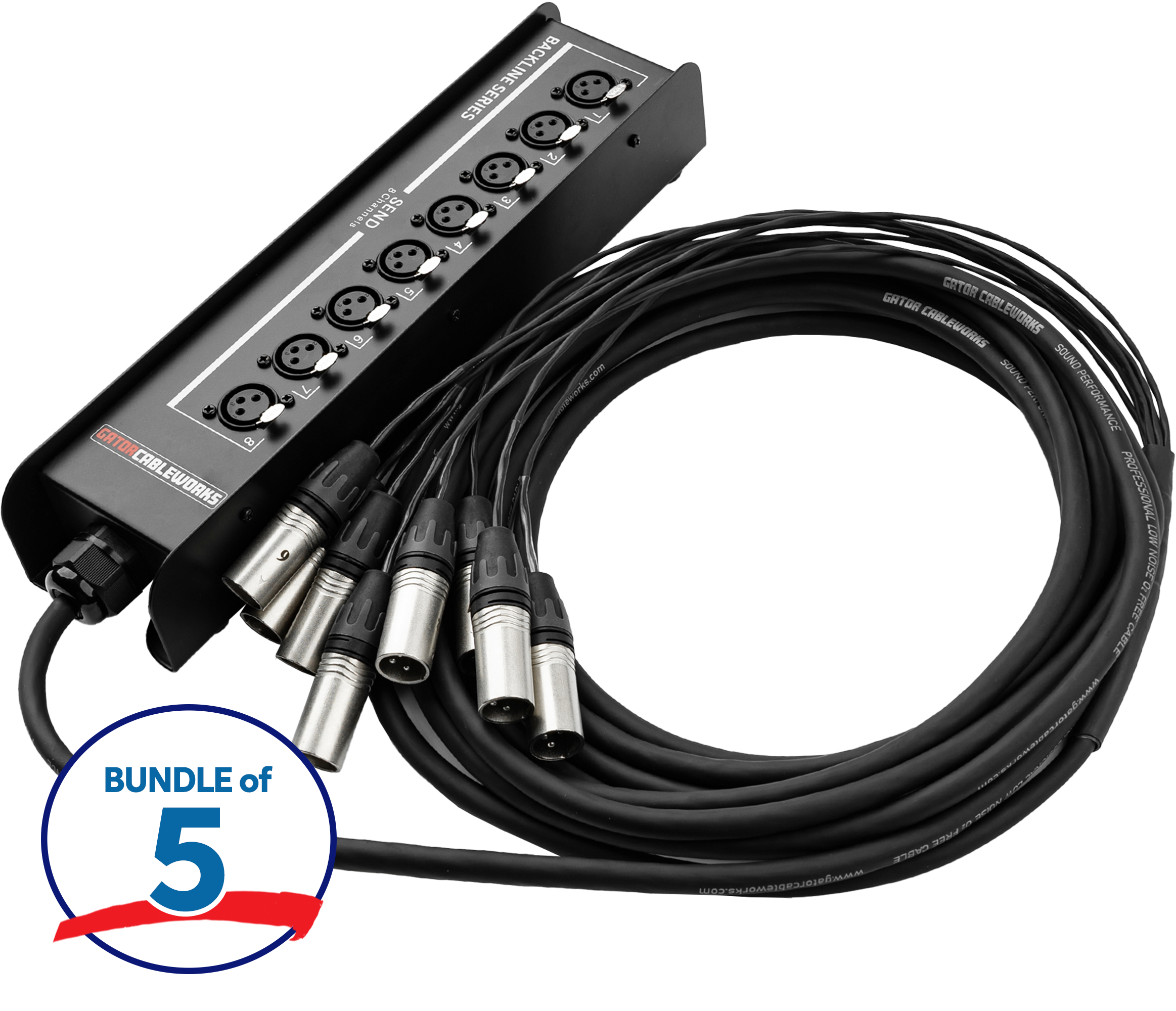Photo of Gator Cableworks Backline Series 8-channel Drop Snake - 25 foot (5-pack)