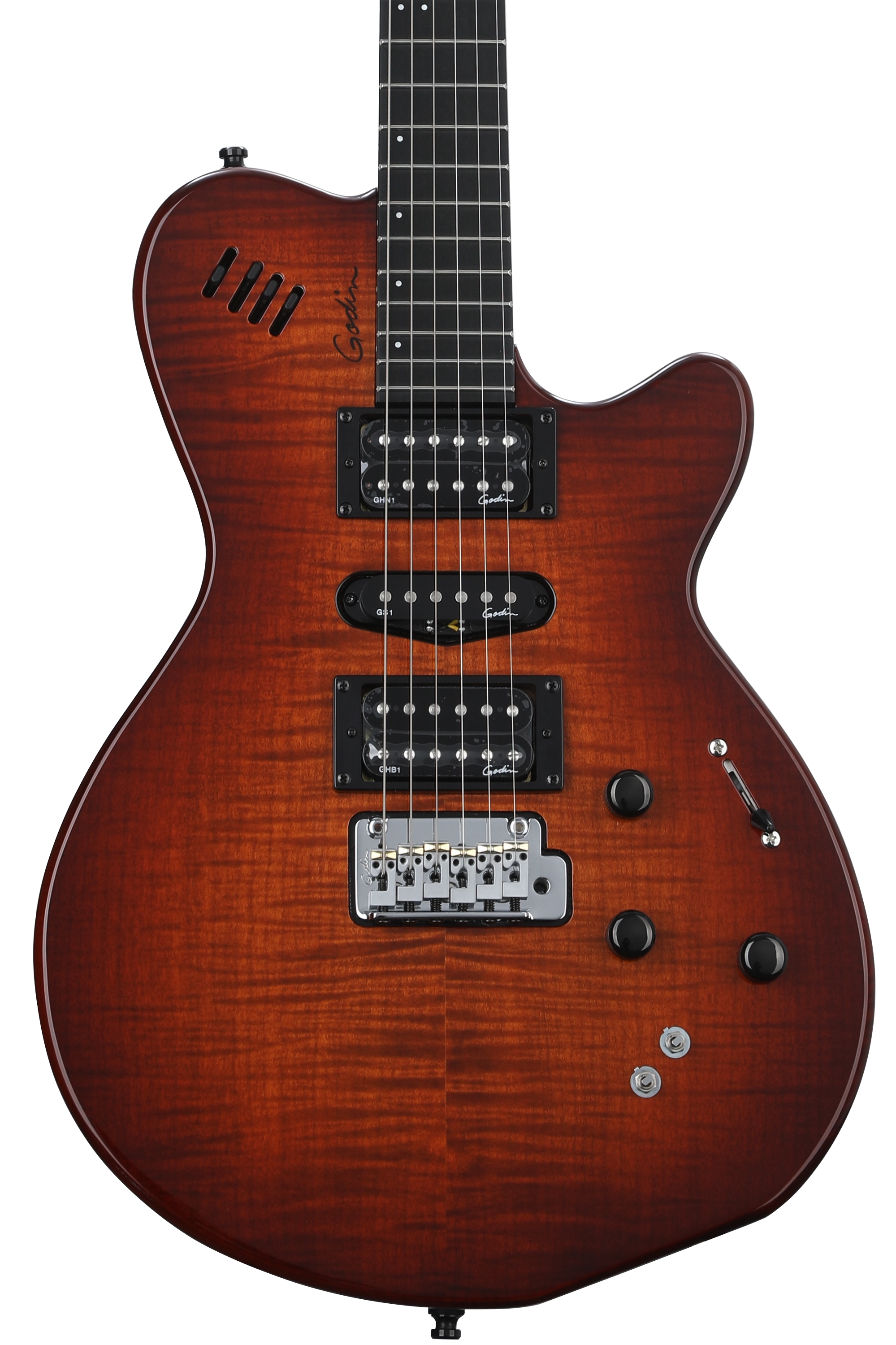 Godin xtSA Multi-Voice Electric Guitar - Light Burst | Sweetwater