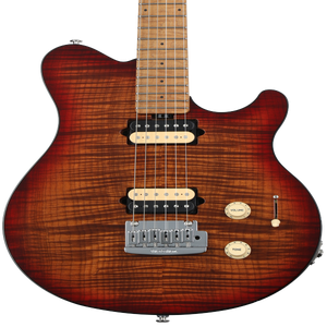 Ernie Ball Music Man Axis Super Sport Electric Guitar - Roasted Amber Flame  with Roasted Figured Maple Fingerboard