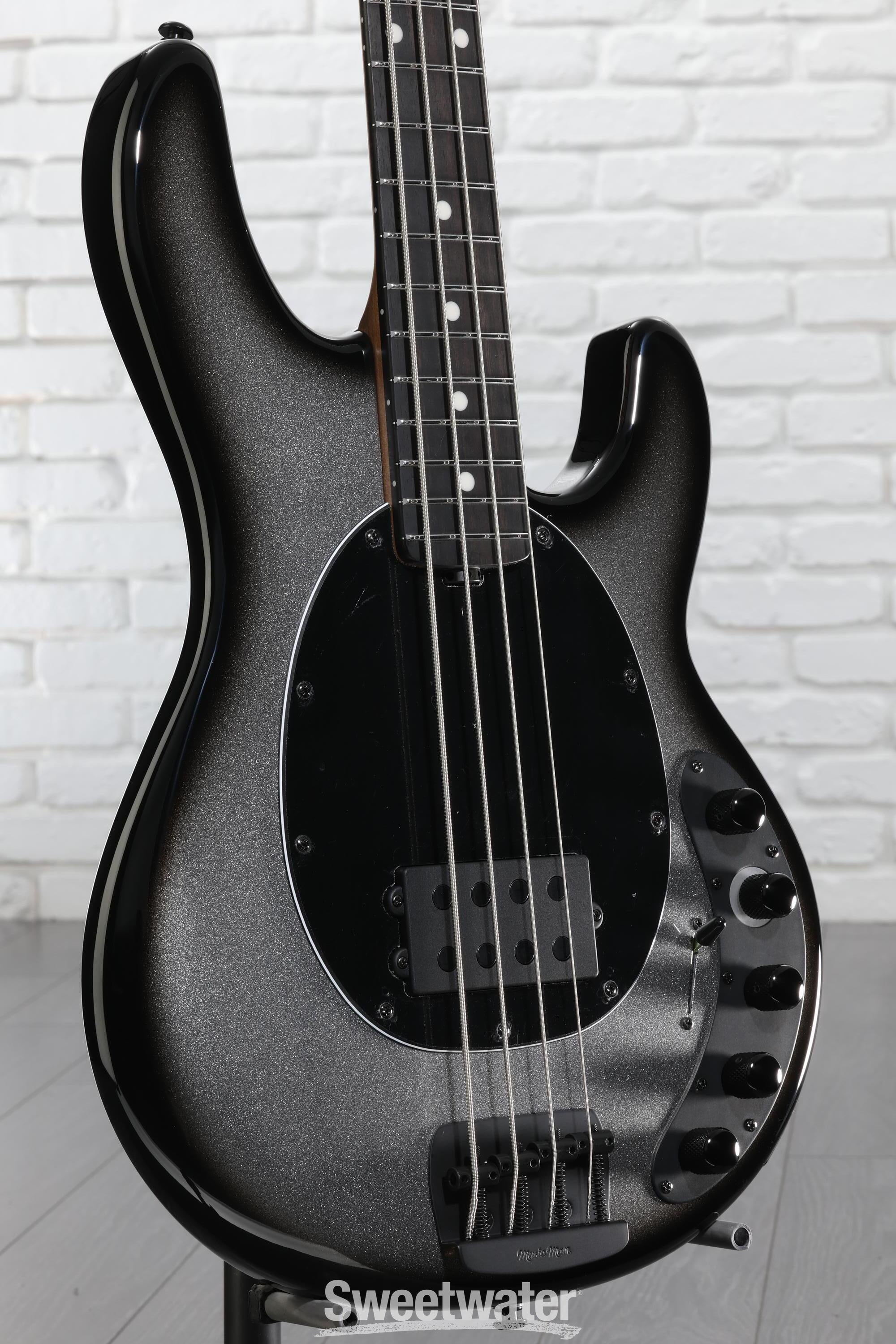 Ernie Ball Music Man DarkRay Electric Bass Guitar - Silverburst