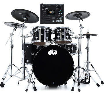 DW DWe 5-piece Shell Pack and Electronic Cymbal Bundle with V71 Sound Module - Piano Black Gloss, Sweetwater Exclusive