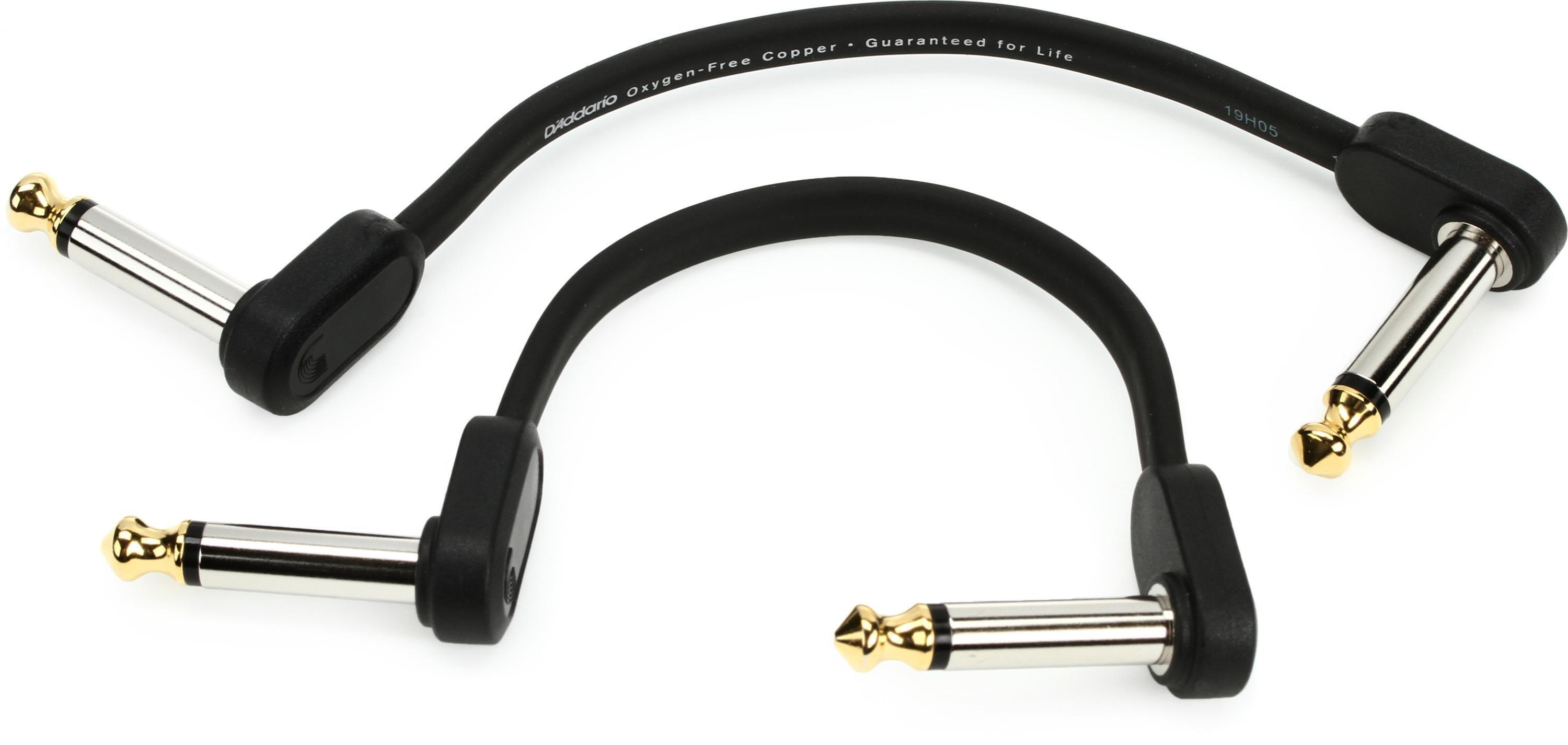 Photo of D'Addario PW-FPRR-204OS Offset RIght Angle to RIght Angle Flat Patch Cable - 4 inch (Twin-pack)