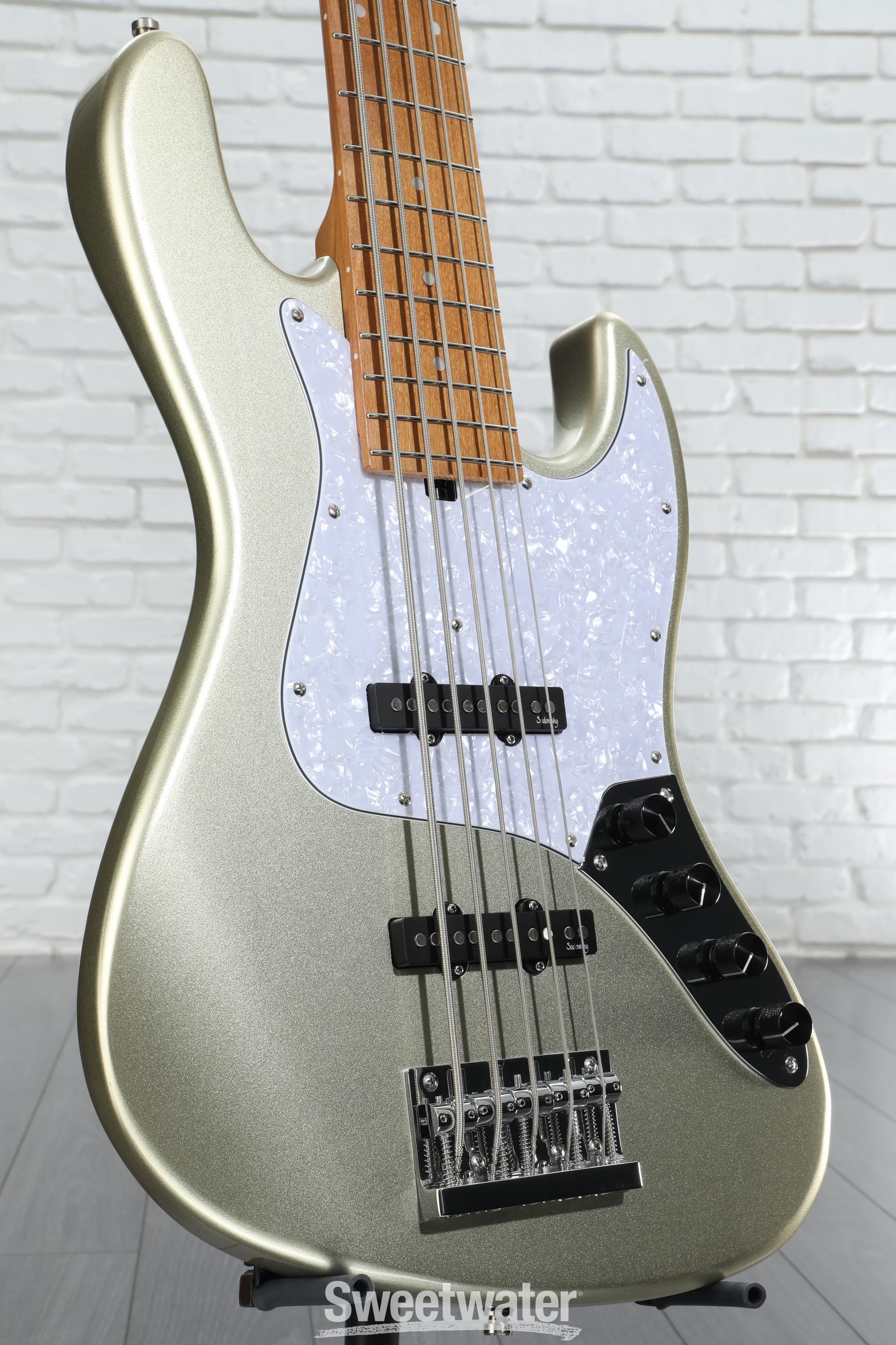 Sadowsky MetroExpress Vintage JJ 5-string Bass Guitar - Solid Champagne Metallic, Maple Fingerboard