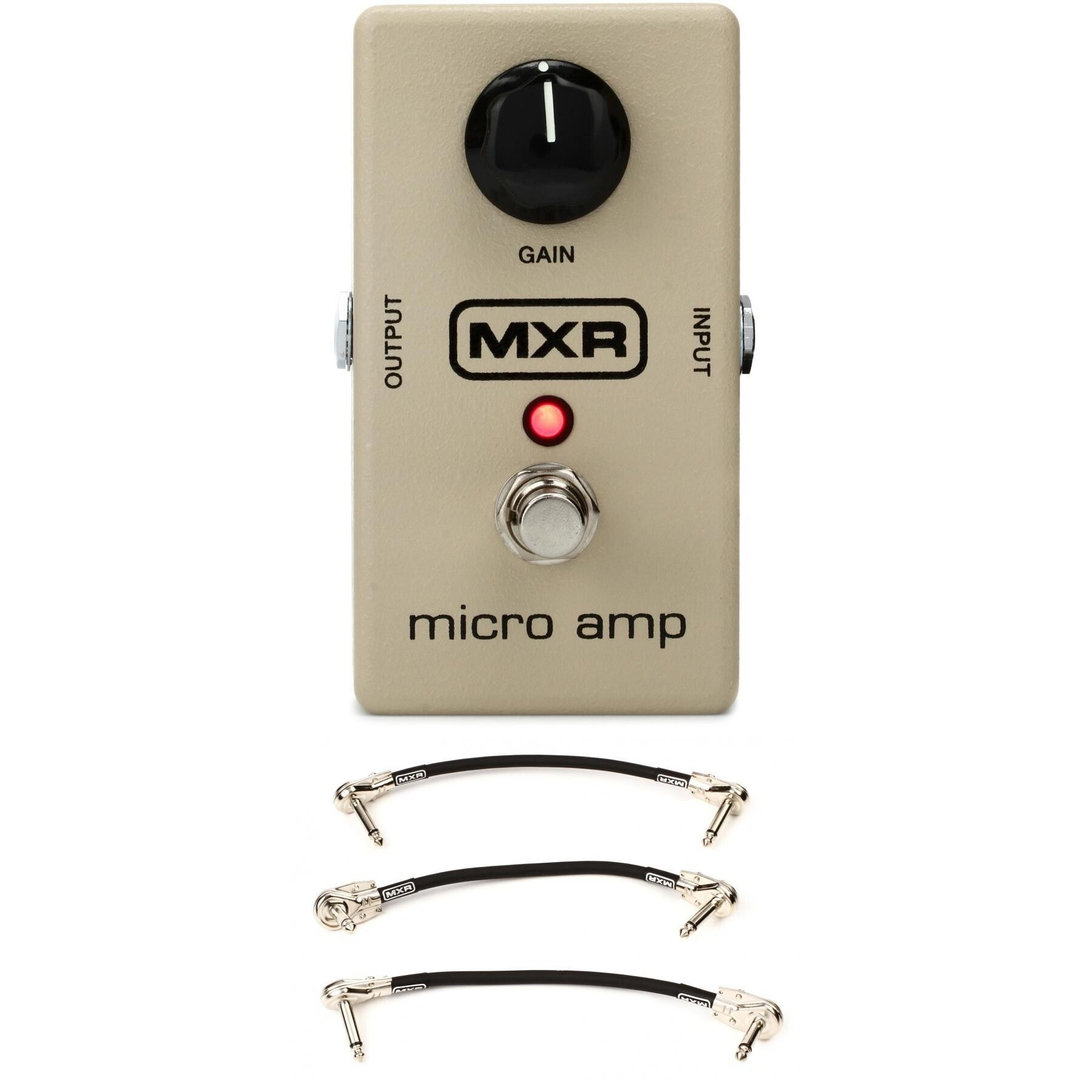 MXR M133 Micro Amp Gain / Boost Pedal with 3 Patch Cables