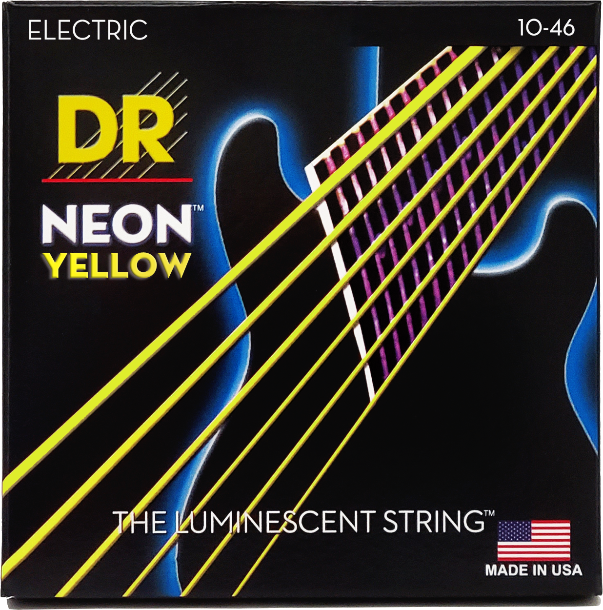 DR Strings NYE 10 Hi Def Neon Yellow K3 Coated Electric Guitar