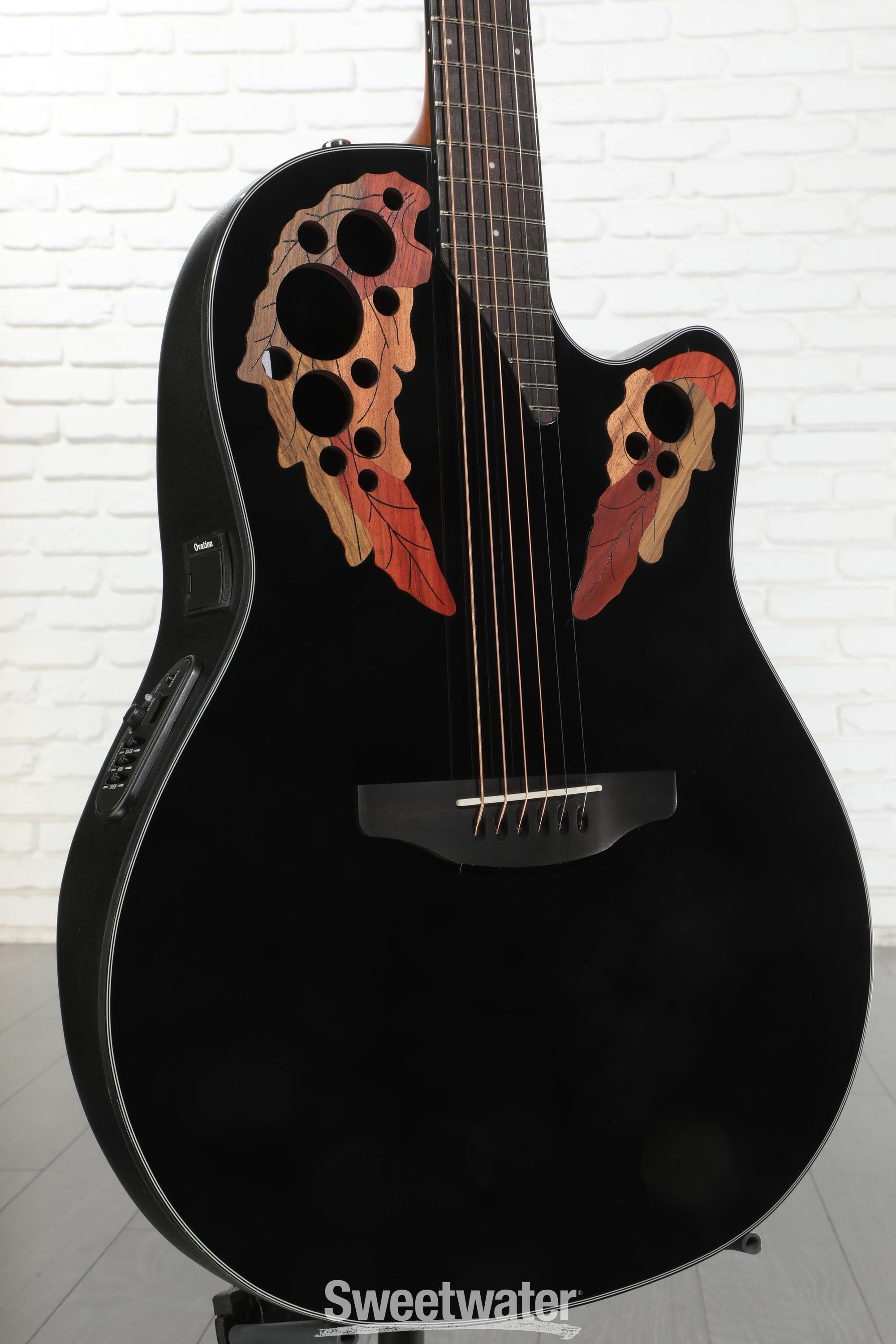 Ovation Elite Celebrity Mid-Depth Acoustic-Electric Guitar - Black