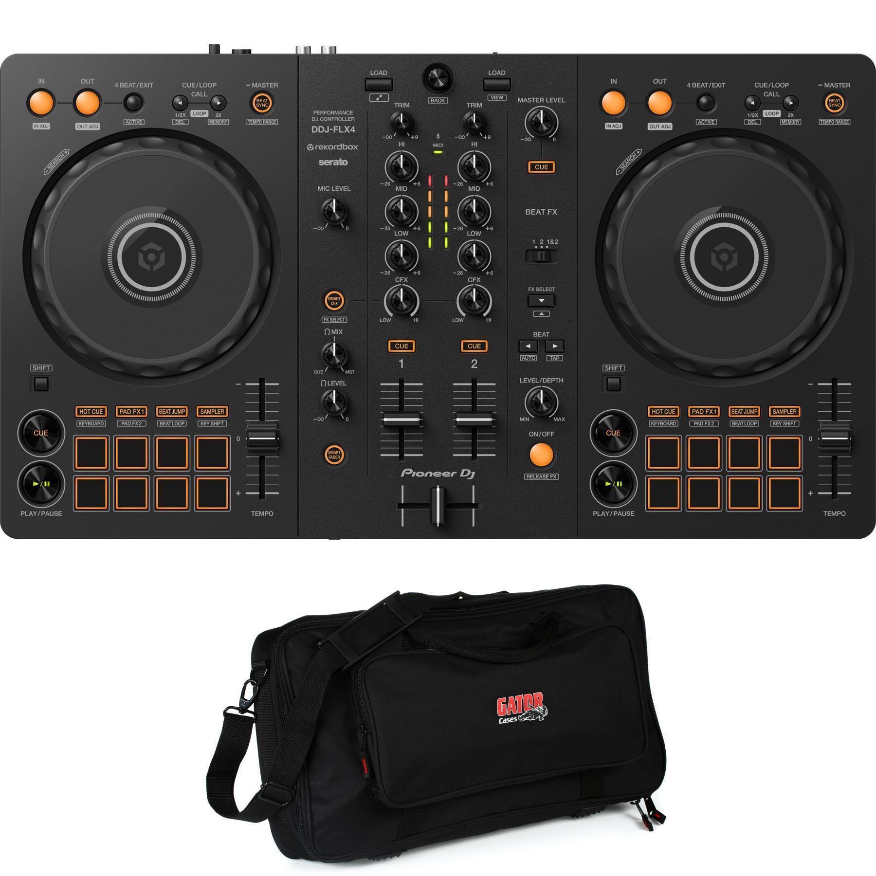 Pioneer DJ DDJ-FLX4 2-deck Rekordbox and Serato DJ Controller with Gig Bag  - Graphite | Sweetwater