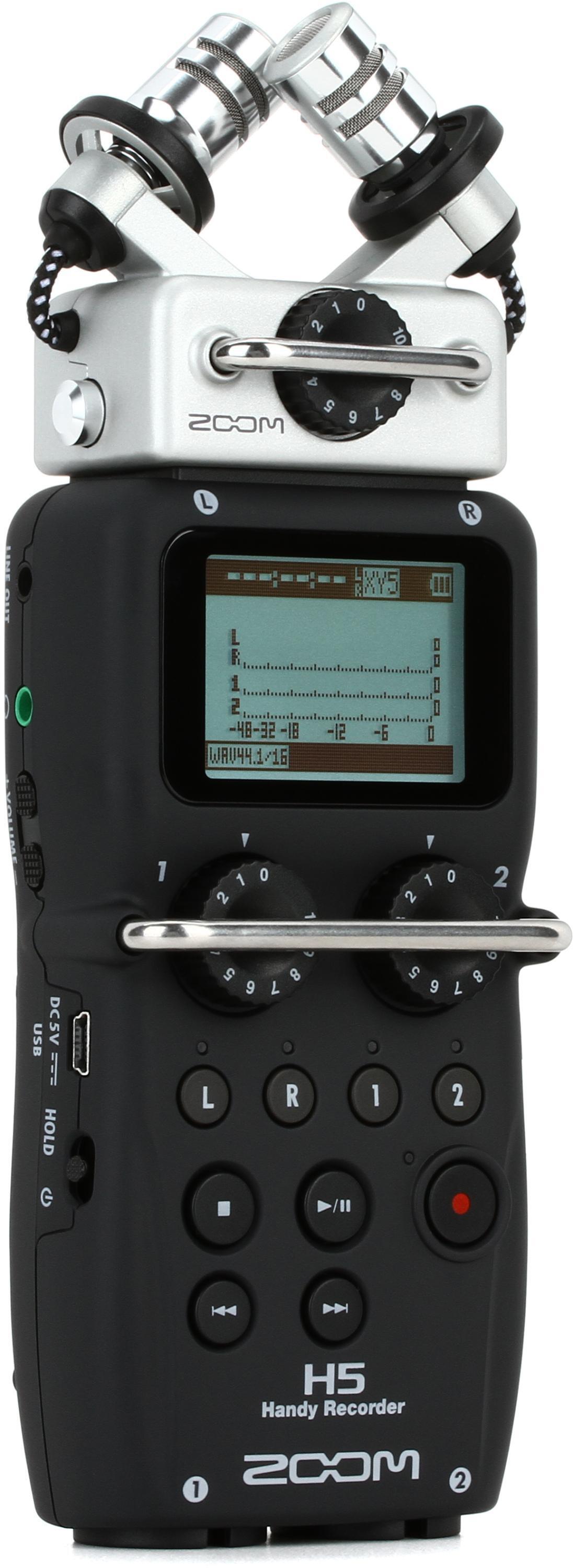 Zoom H2n, 2-Input / 4-Track Portable Handy Recorder with Onboard 5-Mic  Array